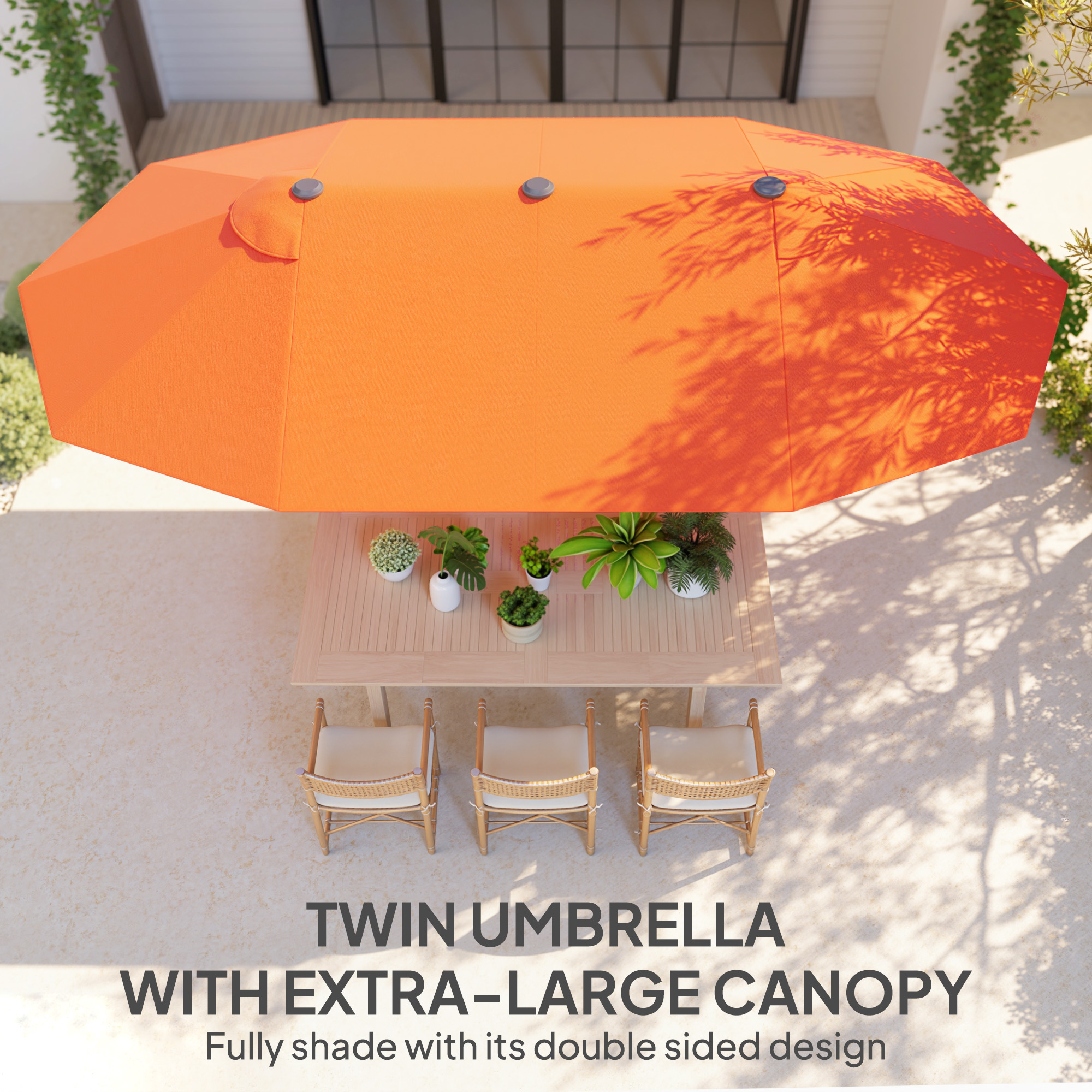 Outsunny 4.6m Double Garden Parasol Orange 4