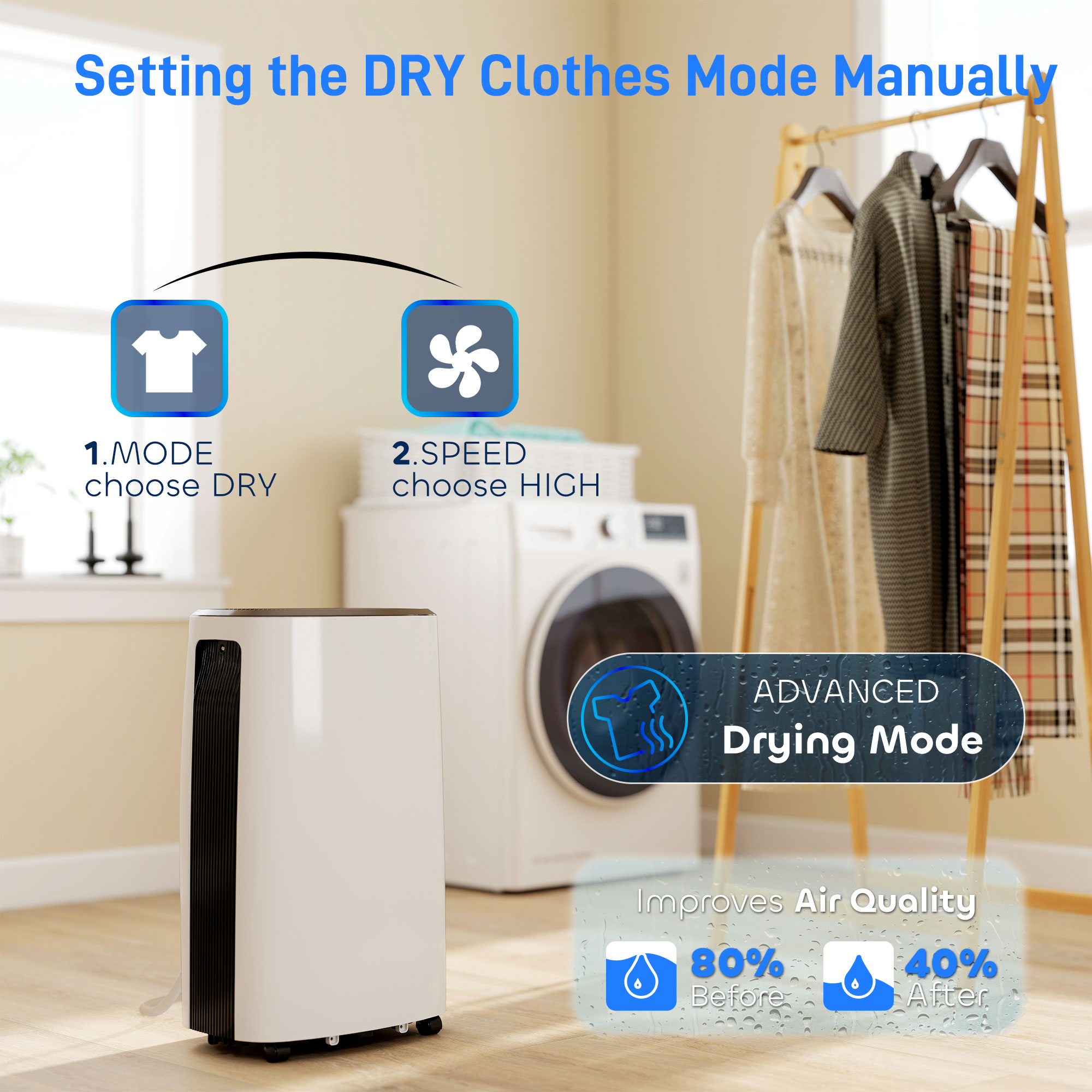 HOMCOM 16l/Day Dehumidifier, with Washable Filter and Timer White 9