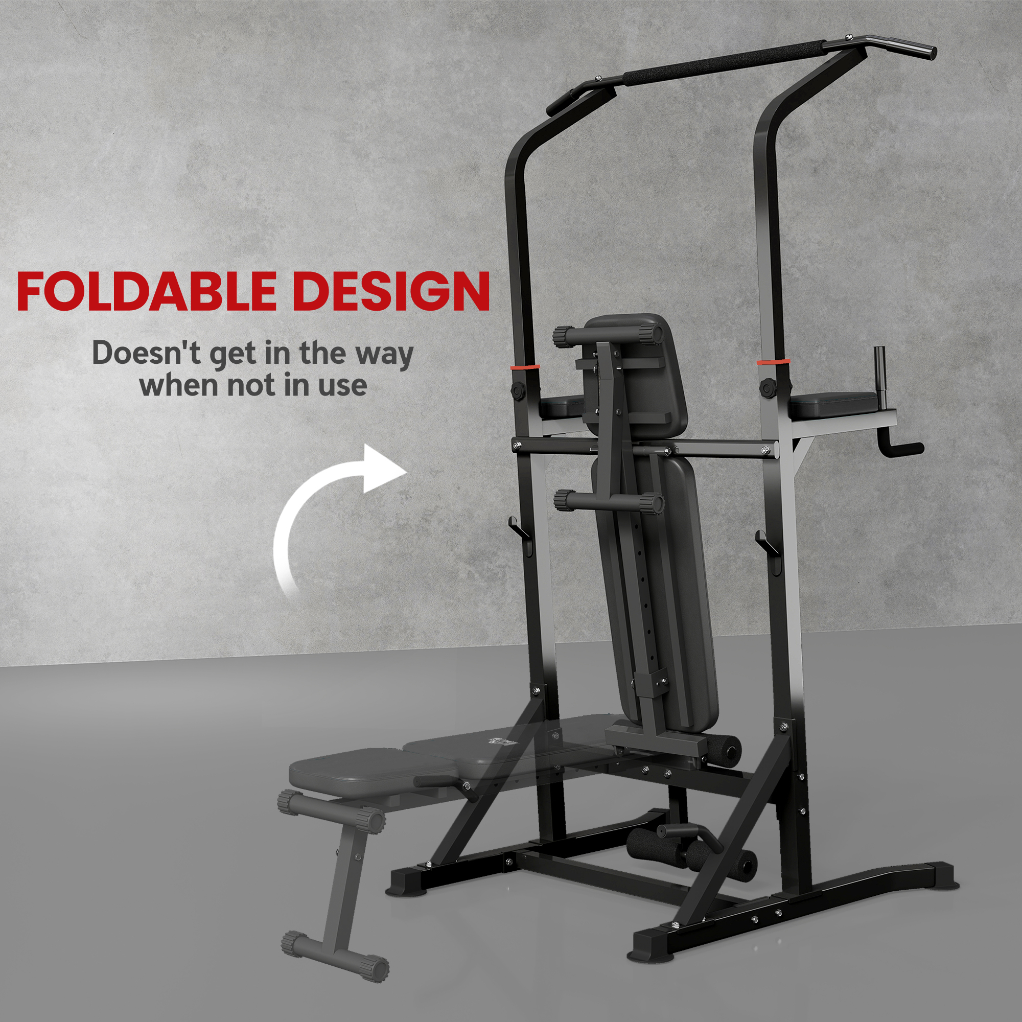 HOMCOM Pull Up Station with Adjustable Weight Bench, Dip Station and Barbell Rack, Multi-Function Power Tower Free Standing Pull Up Bar for Home Gym 6