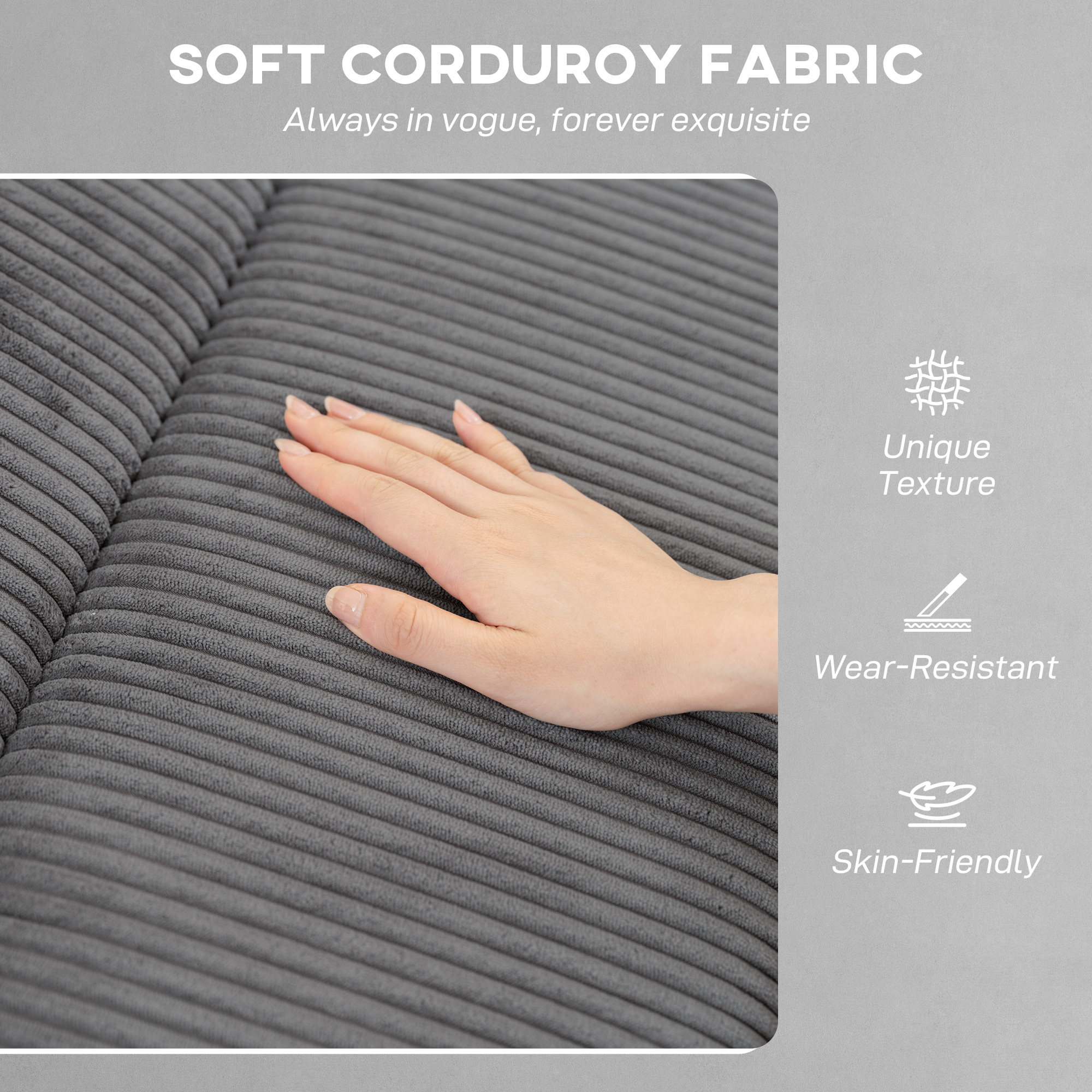 HOMCOM Corduroy Electric Massage Recliner Grey 7