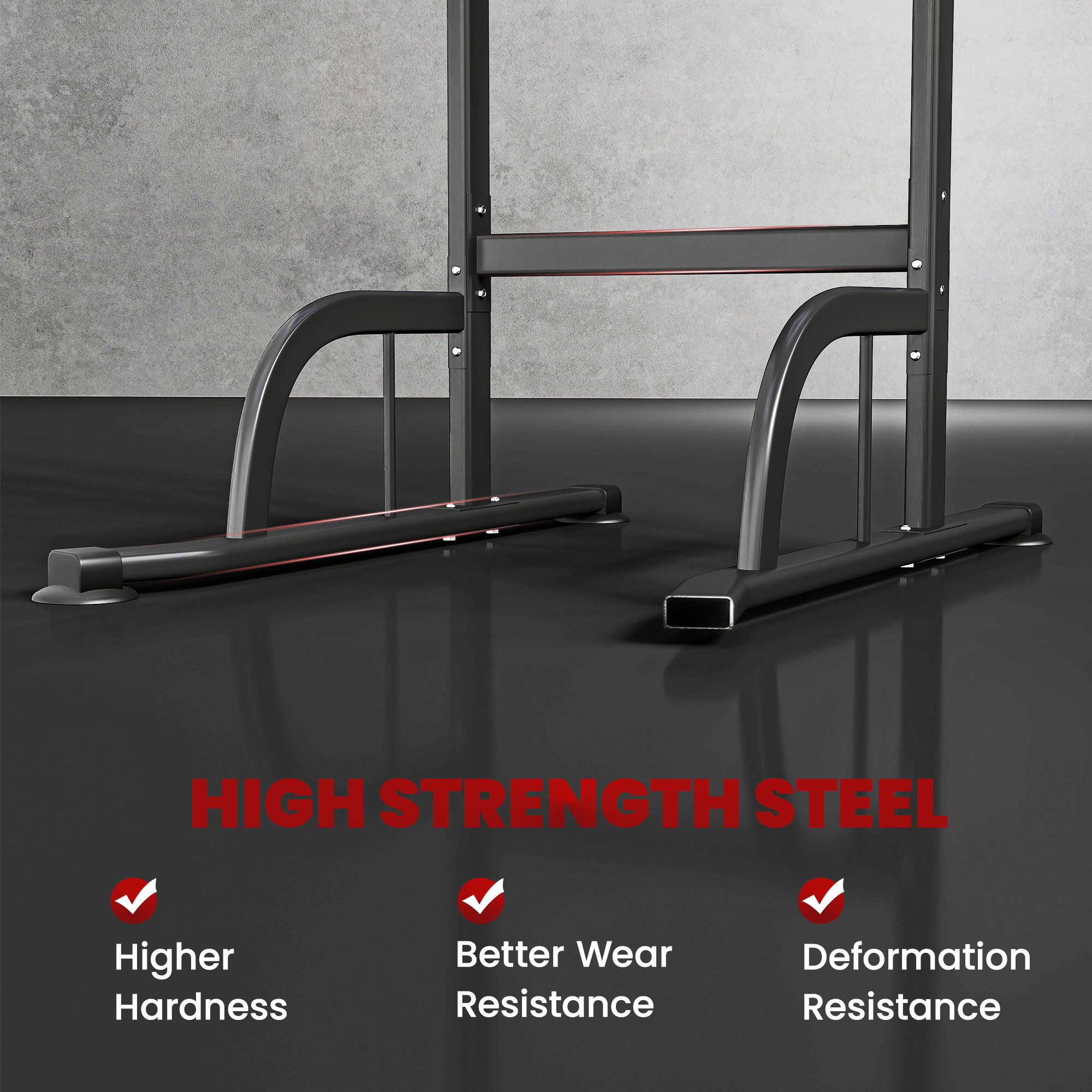 HOMCOM Power Tower Dip Station Pull Up Bar Multi-Function Push Up Equipment with Adjustable Height for Home Gym Strength Training Workout Fitness 6