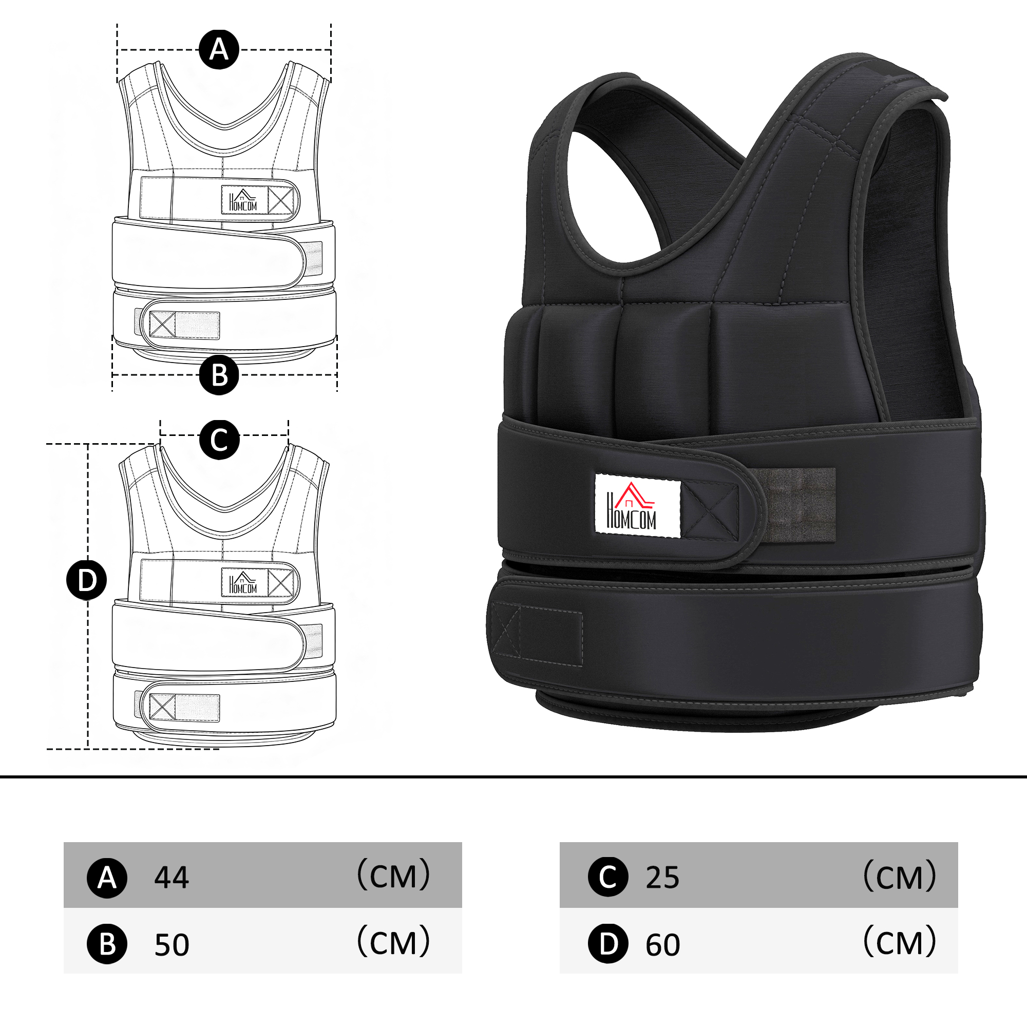 HOMCOM 20kg Weighted Vest, Adjustable Running Weight Vest with 38 Weight Bags for Men or Women Cardio Exercise, Black 3