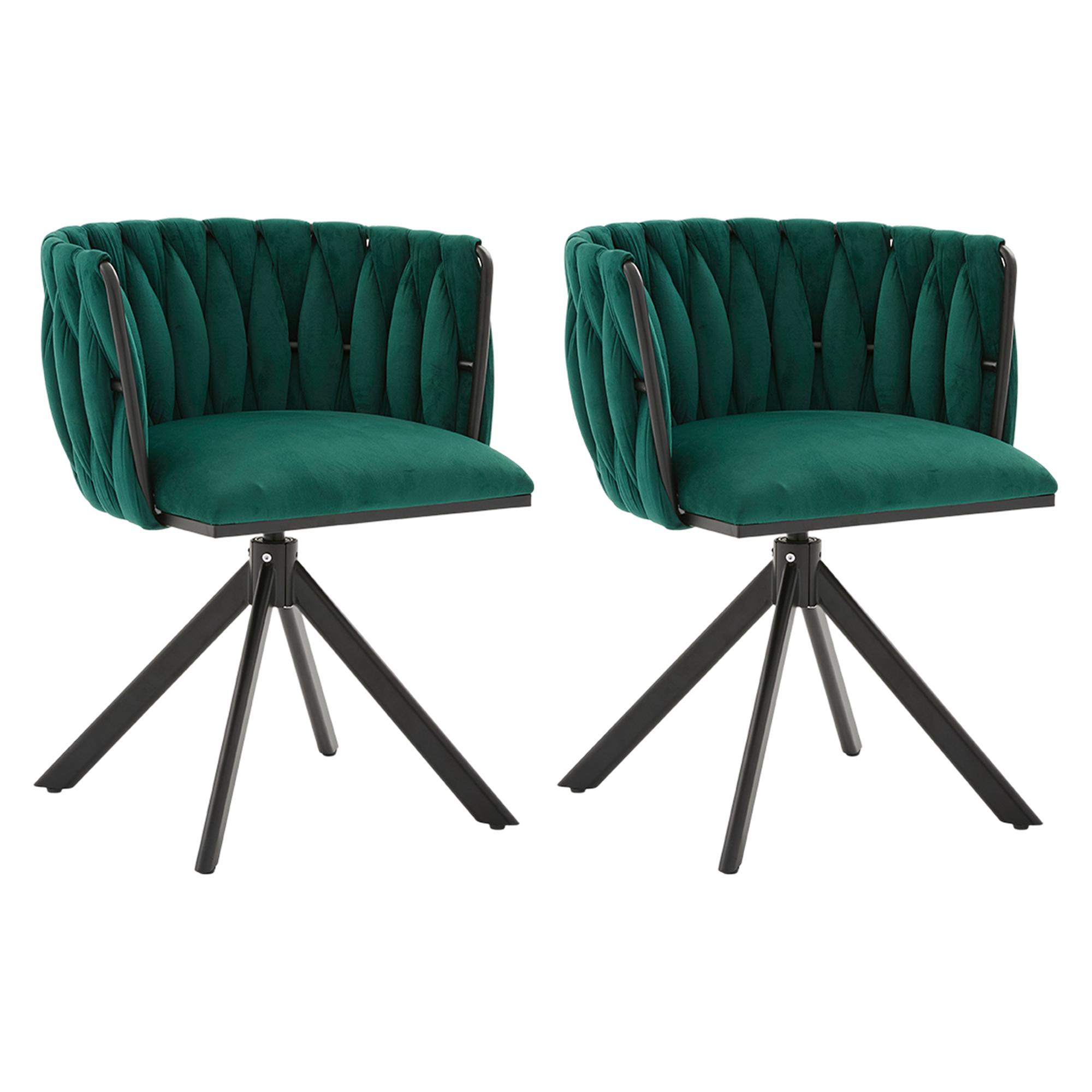 Set aus 2 Velours-Drehstuhl, 180°-Schwenkfunktion, Ergonomische Rückenunter günstig online kaufen