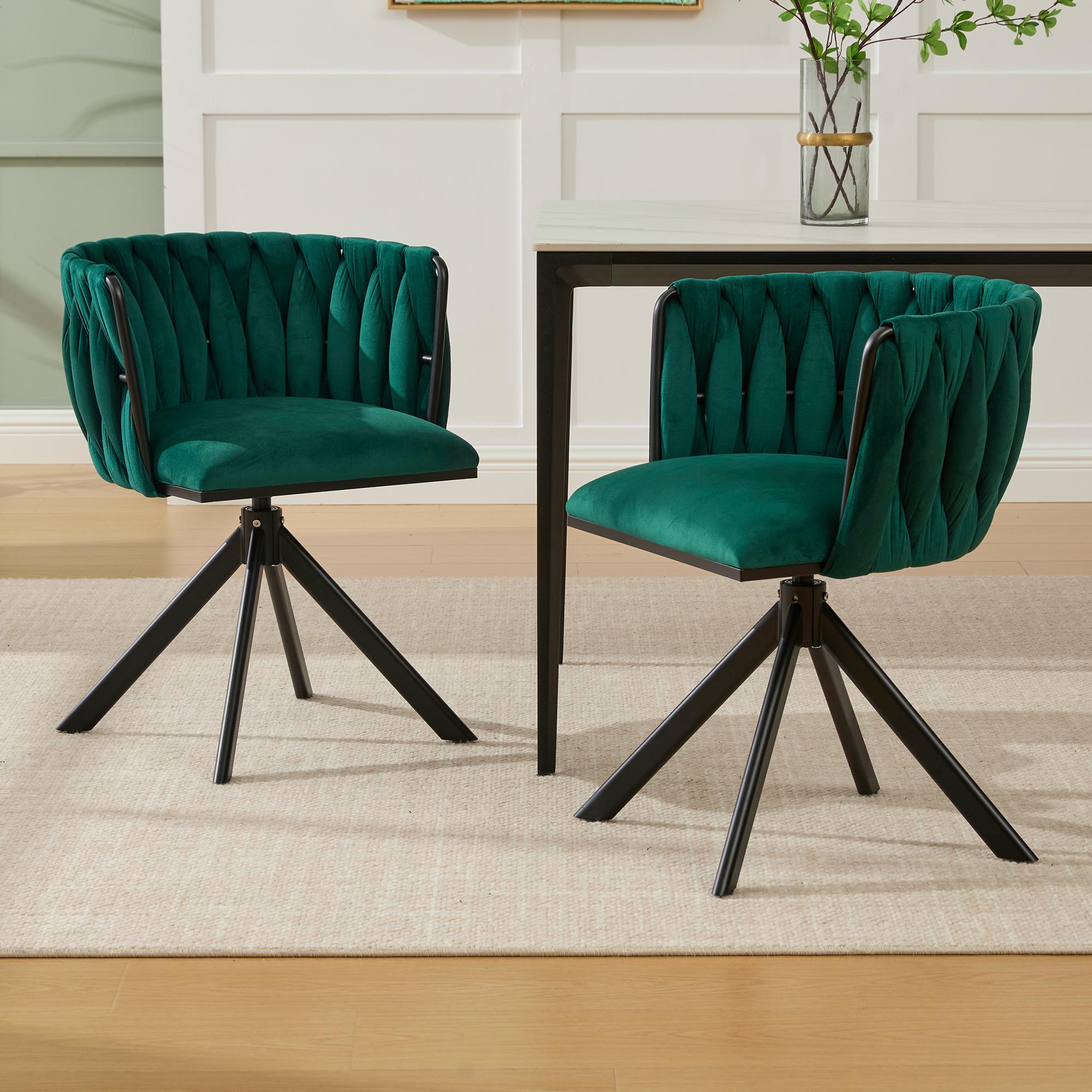 Set aus 2 Velours-Drehstuhl, 180°-Schwenkfunktion, Ergonomische Rückenunter günstig online kaufen