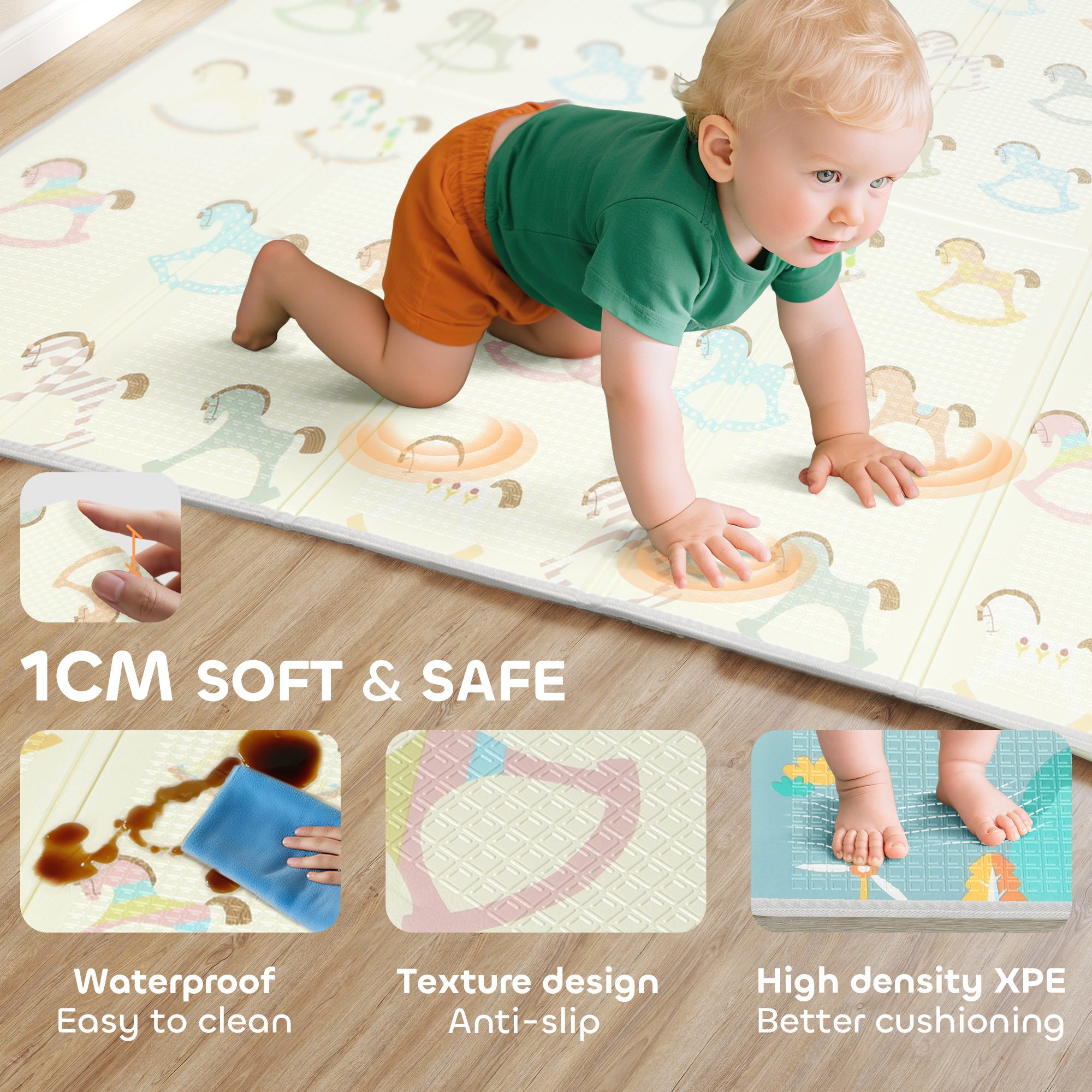 AIYAPLAY Foldable Double-Sided Baby Play Mat, for Toddlers, Bedrooms, Nurseries, Playrooms 6