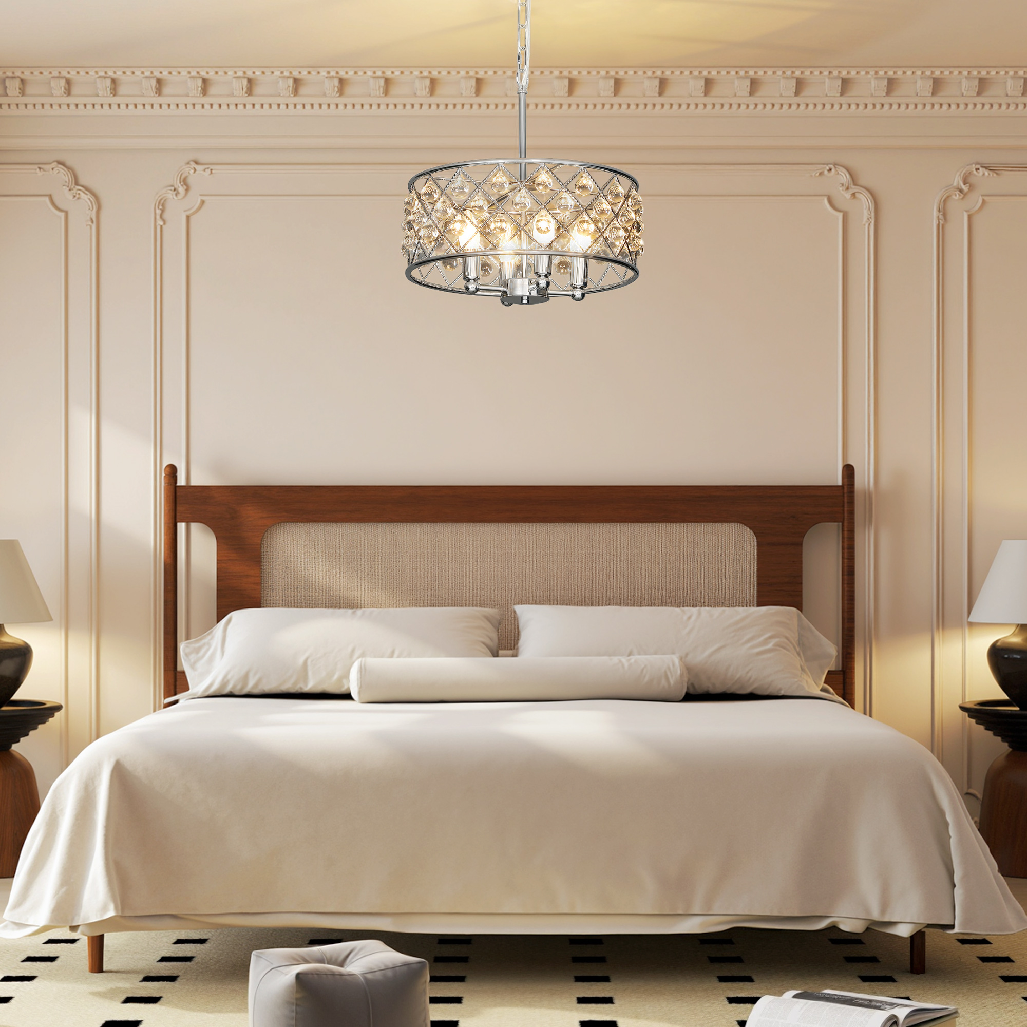 HOMCOM 51 Crystallite Four-Bulb Chandelier Silver-Tone 8
