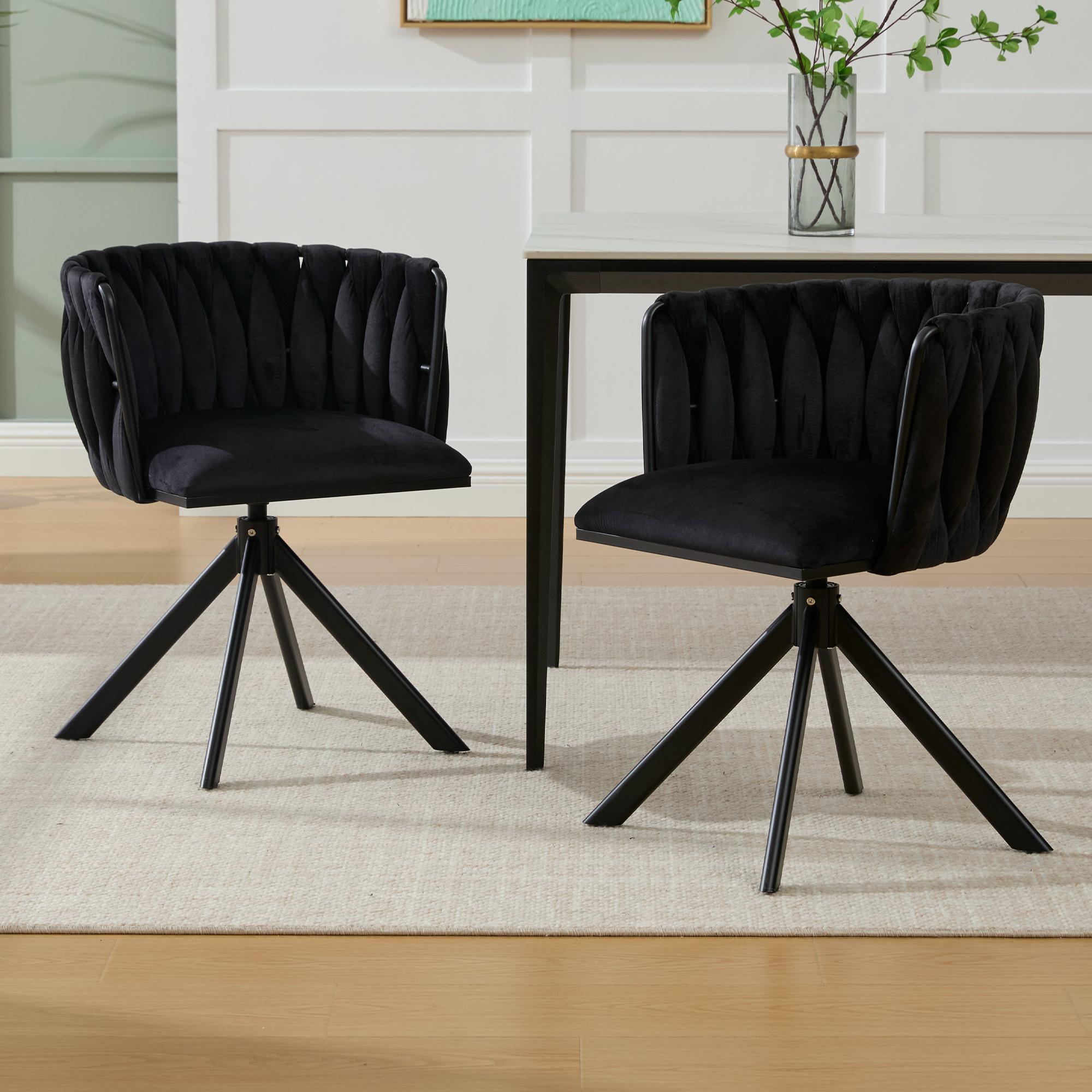 Set aus 2 Velours-Drehstuhl, 180°-Schwenkfunktion, Ergonomische Rückenunter günstig online kaufen