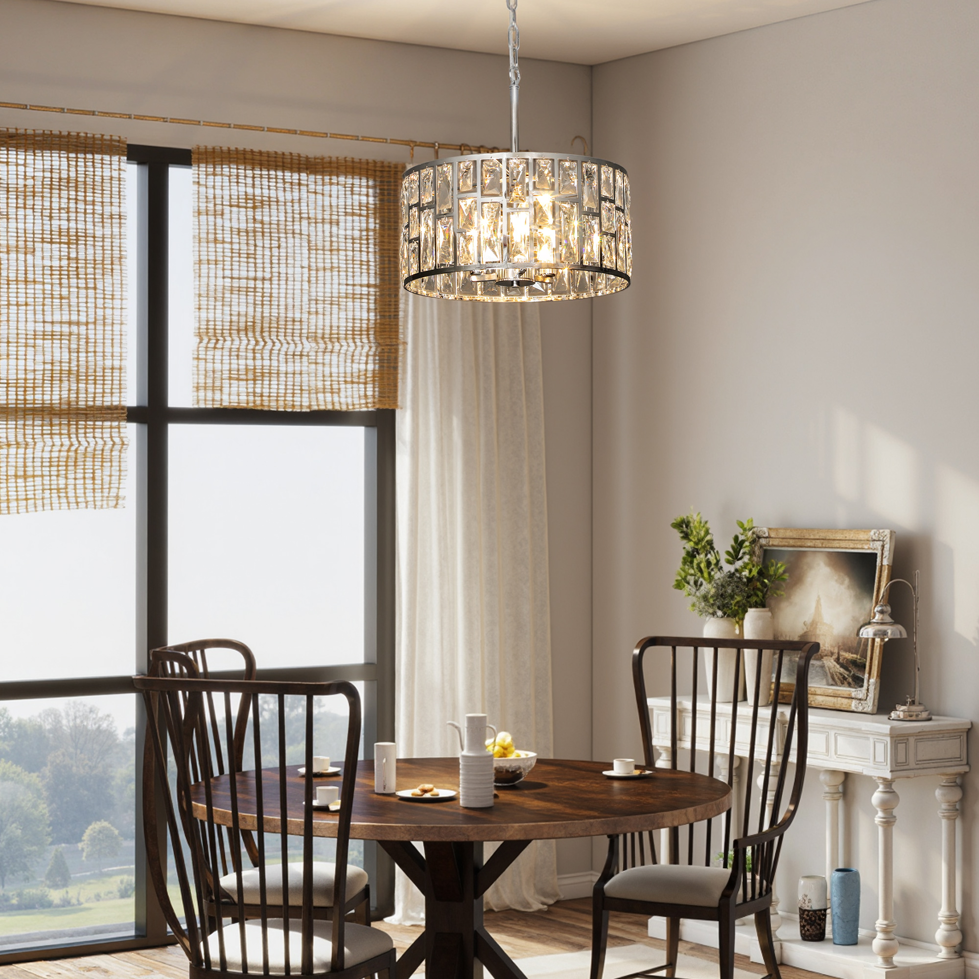 HOMCOM 72 Glass Crystallite Chandelier Silver-Tone 8