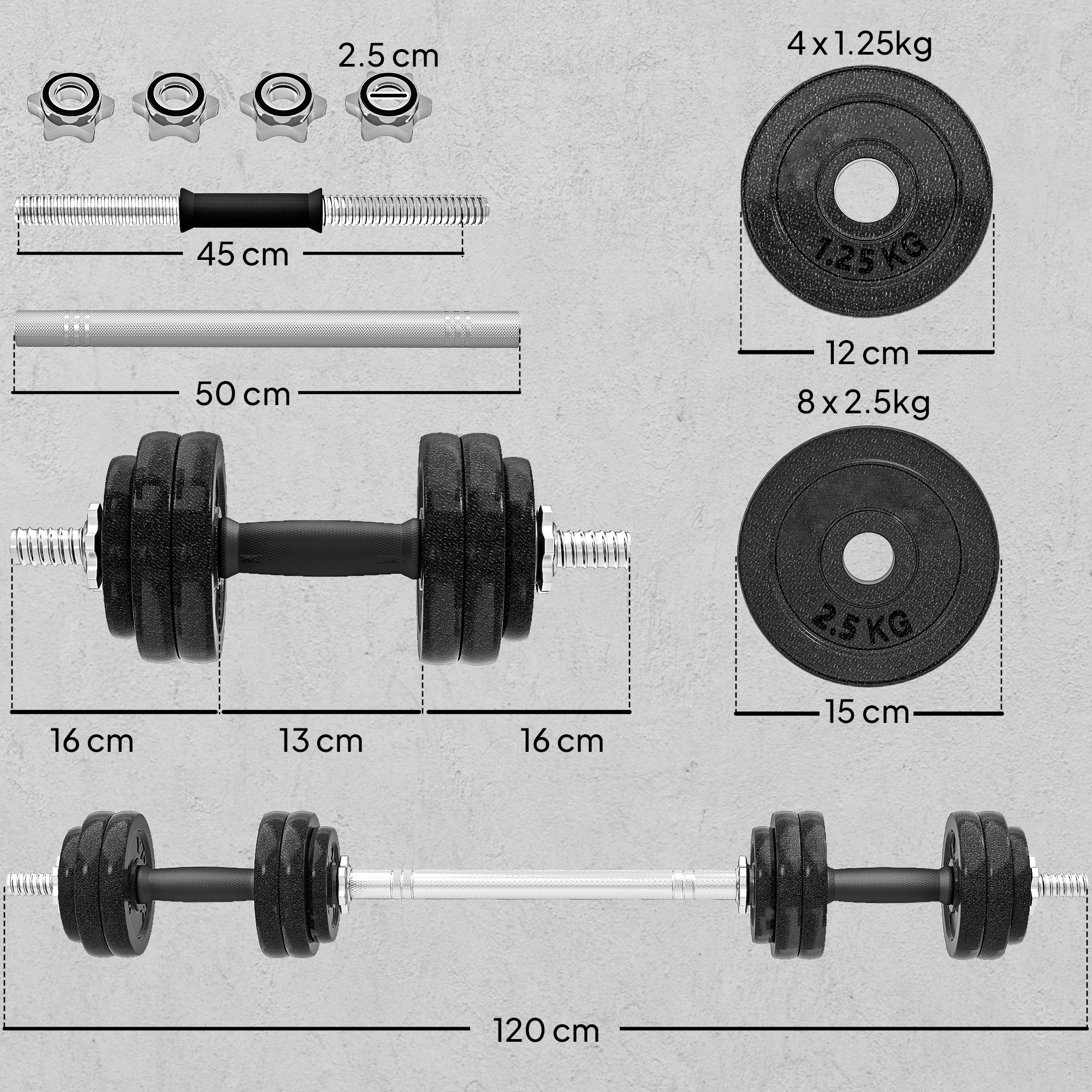 SPORTNOW 2-in-1 Adjustable Dumbbells Set, 30kg Weights Dumbbells Set with Non-Slip Grip for Strength Training, Weight Lifting, Bodybuilding, Home Gym Workout Equipment for Men & Women 3