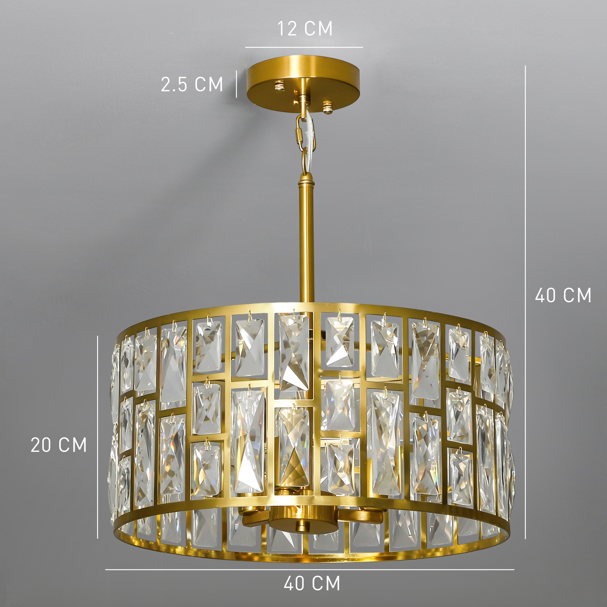 HOMCOM 72 Glass Crystallite Chandelier Gold-Tone 3