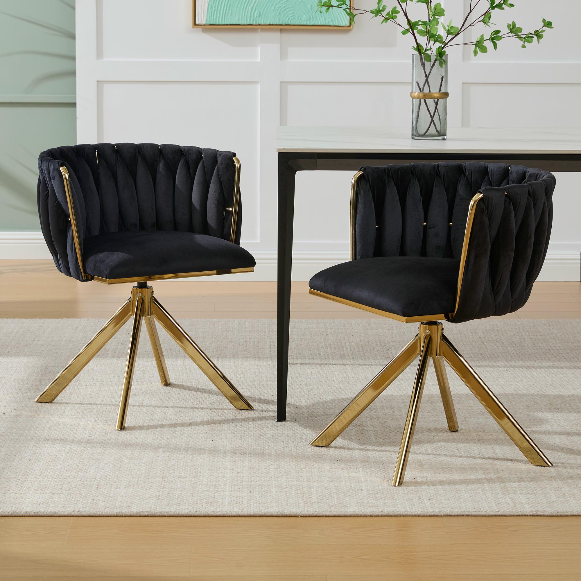 Set aus 2 Velours-Drehstuhl, 180°-Schwenkfunktion, Ergonomische Rückenunter günstig online kaufen