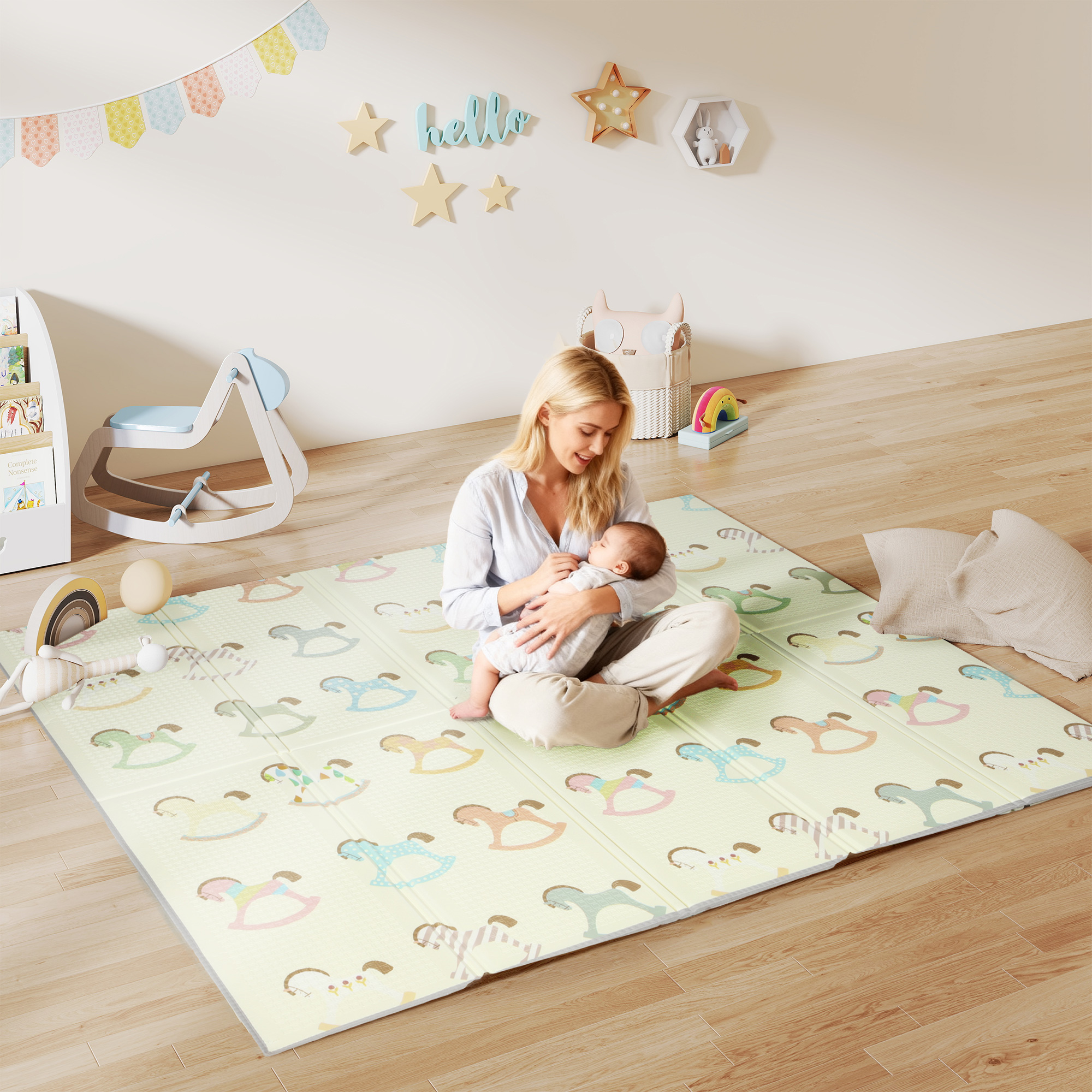 AIYAPLAY Foldable Double-Sided Baby Play Mat, for Toddlers, Bedrooms, Nurseries, Playrooms 2