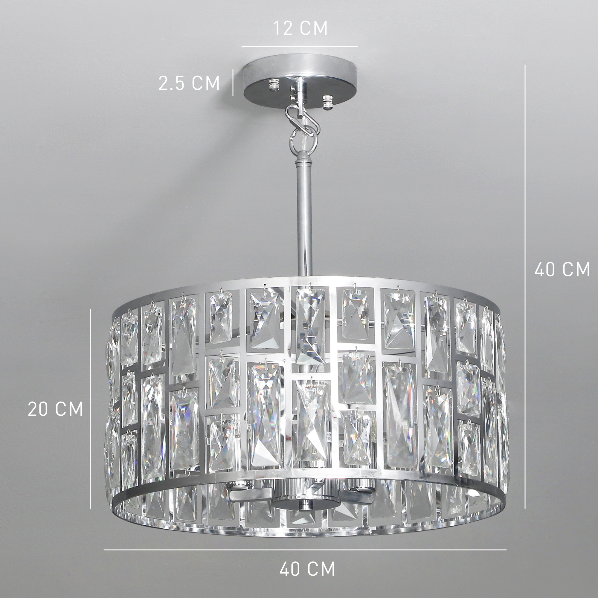 HOMCOM 72 Glass Crystallite Chandelier Silver-Tone 3