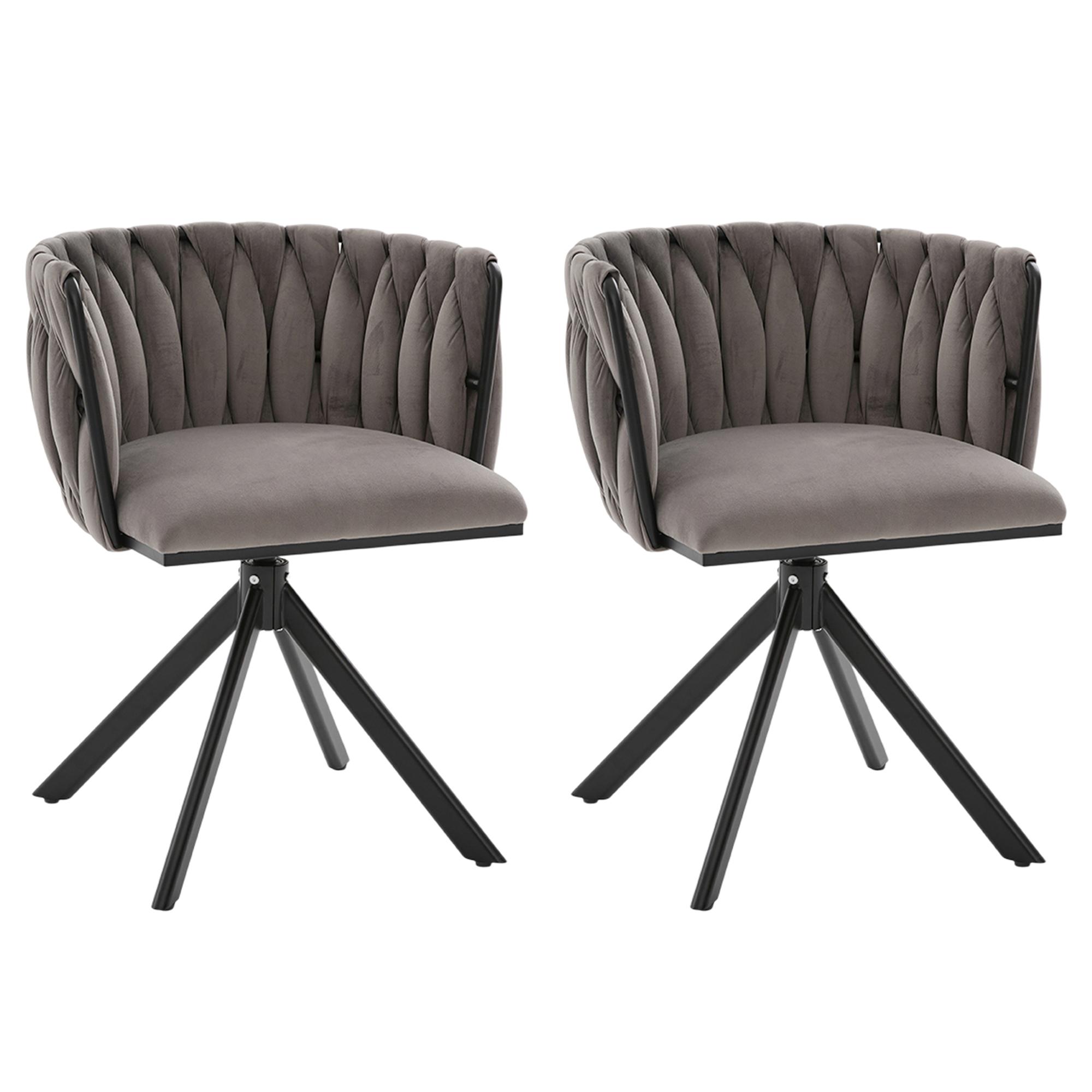 Set aus 2 Velours-Drehstuhl, 180°-Schwenkfunktion, Ergonomische Rückenunter günstig online kaufen