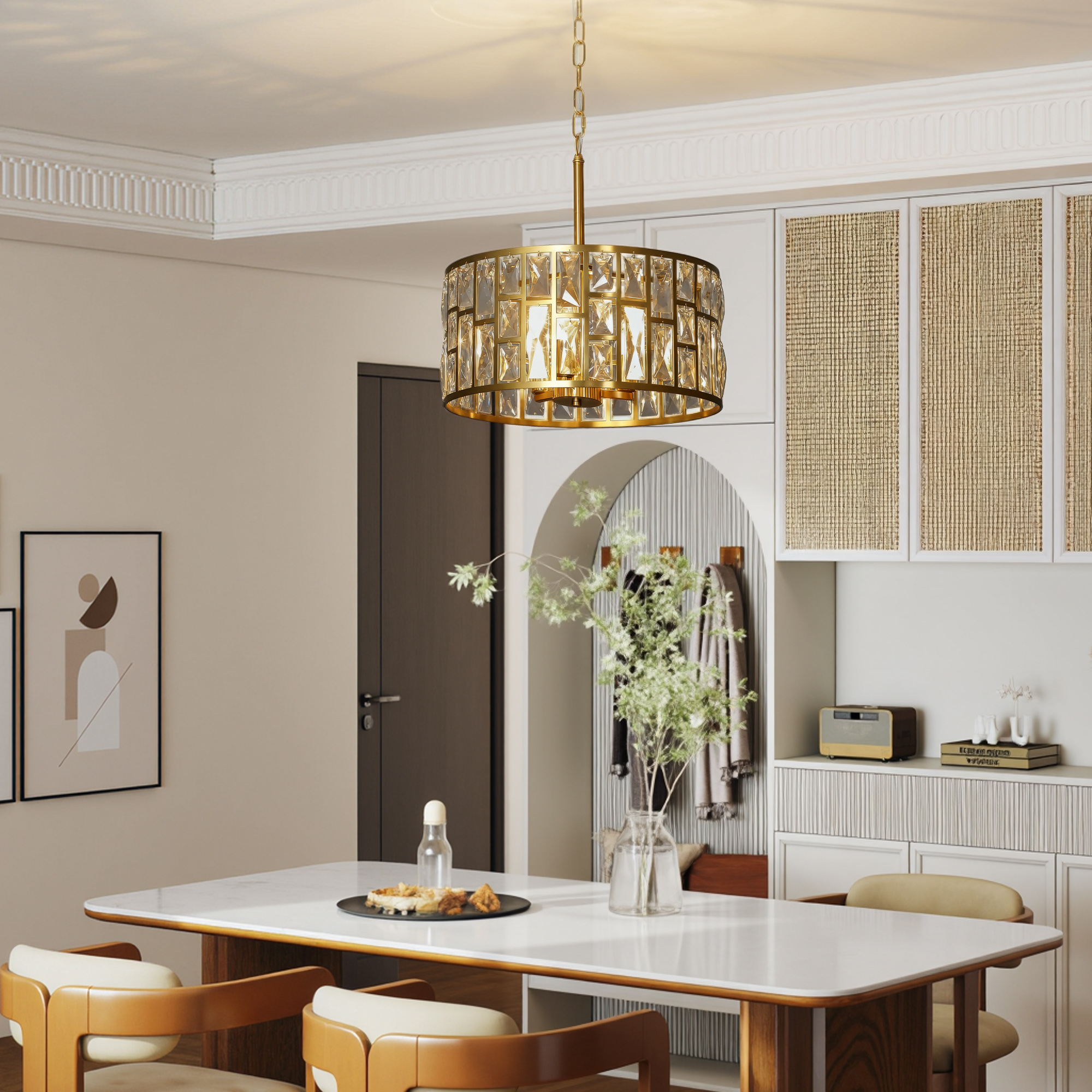 HOMCOM 72 Glass Crystallite Chandelier Gold-Tone 2