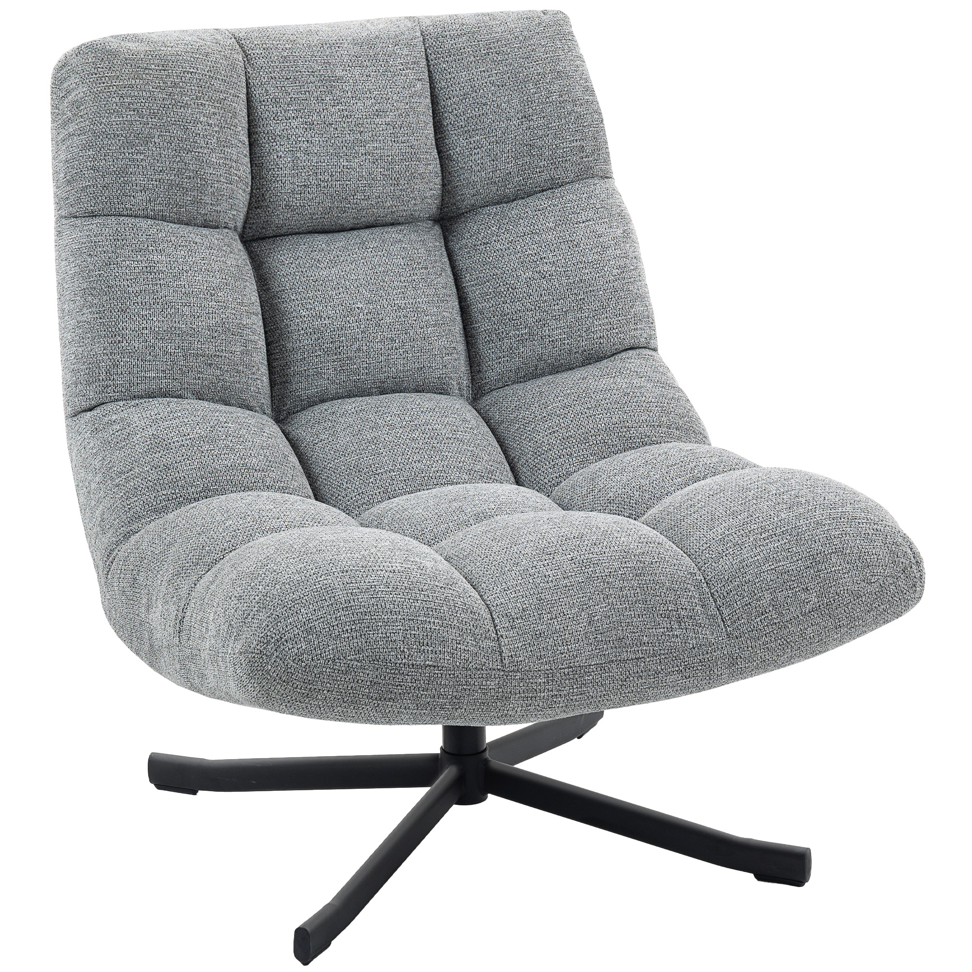 HOMCOM Sillón de salón sin reposabrazos, silla giratoria en tejido de chenilla impermeable, asiento amplio, 75 x 95 x 90 cm, gris