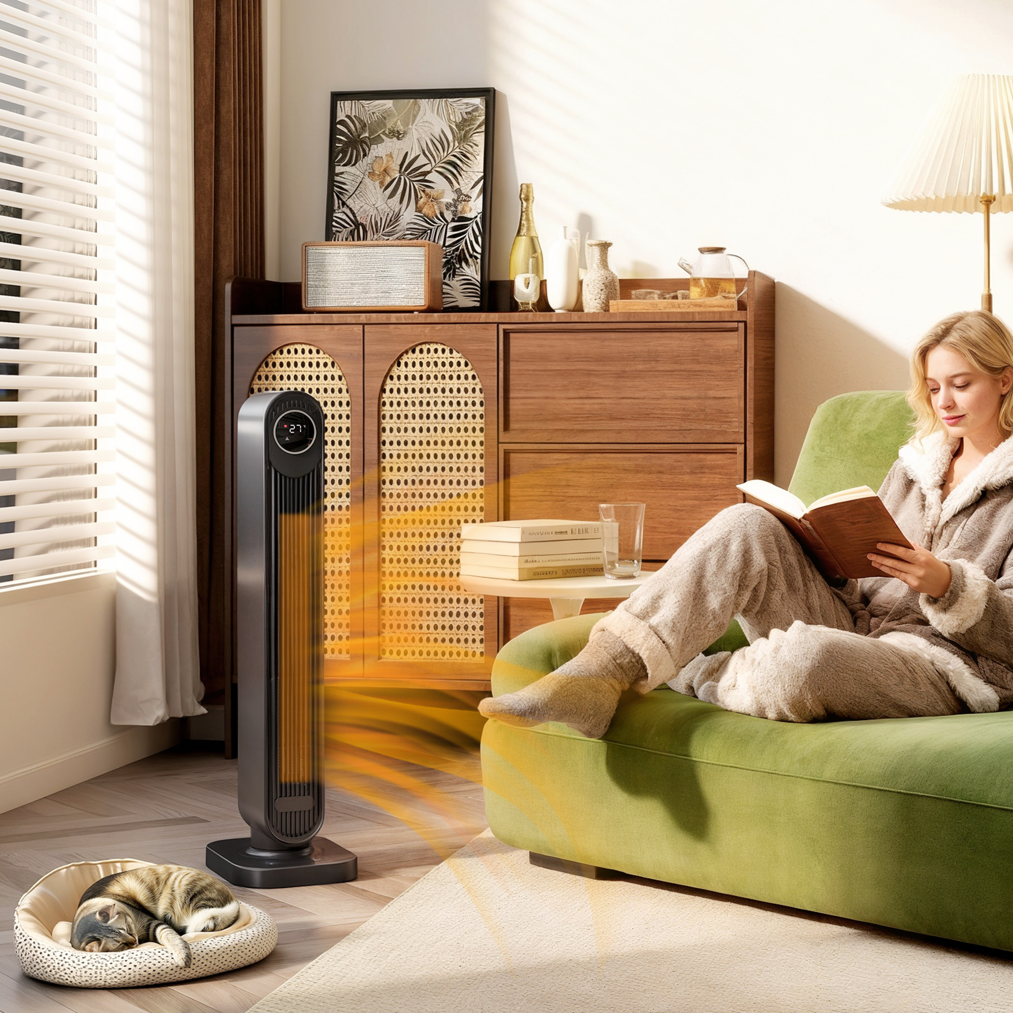 HOMCOM 2000W Ceramic Electric Heater with Fan, Timer, Oscillation Black 2