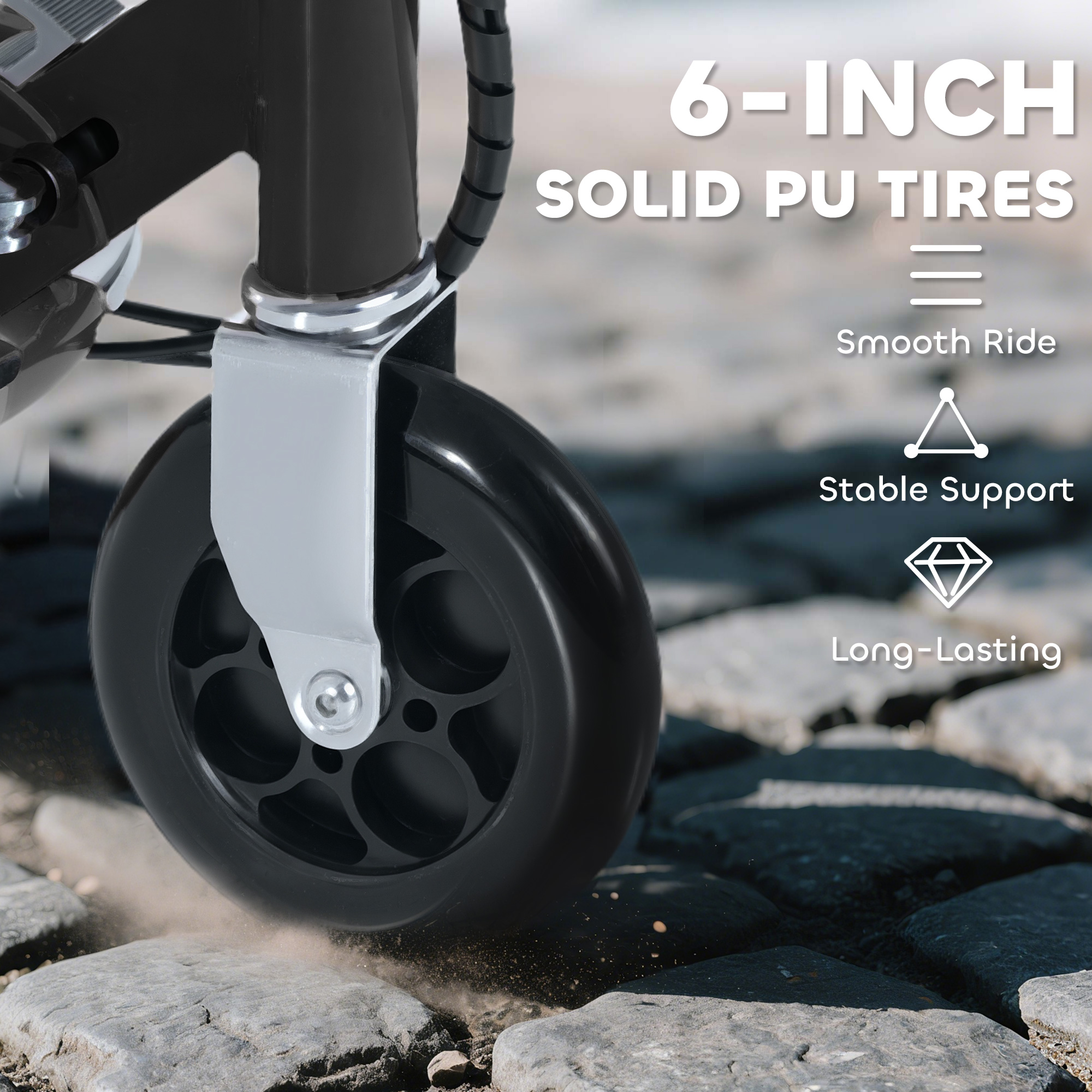HOMCOM Foldable Powered Scooter with Adjustable Seat, Brake, Black 6