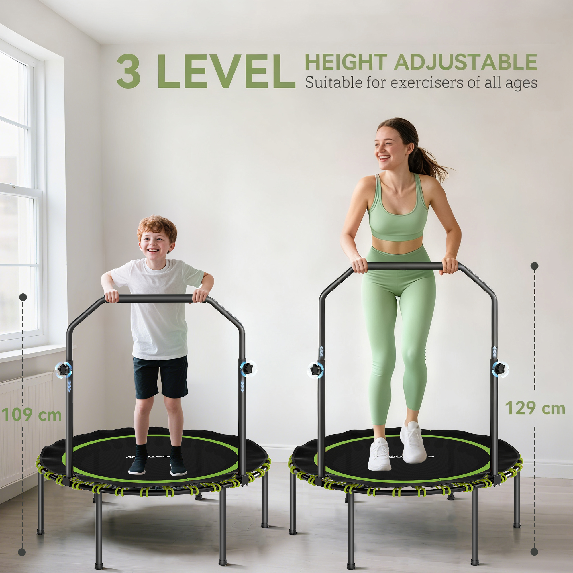 SPORTNOW 40" Foldable Fitness Trampoline Rebounder with Handle, Green 4