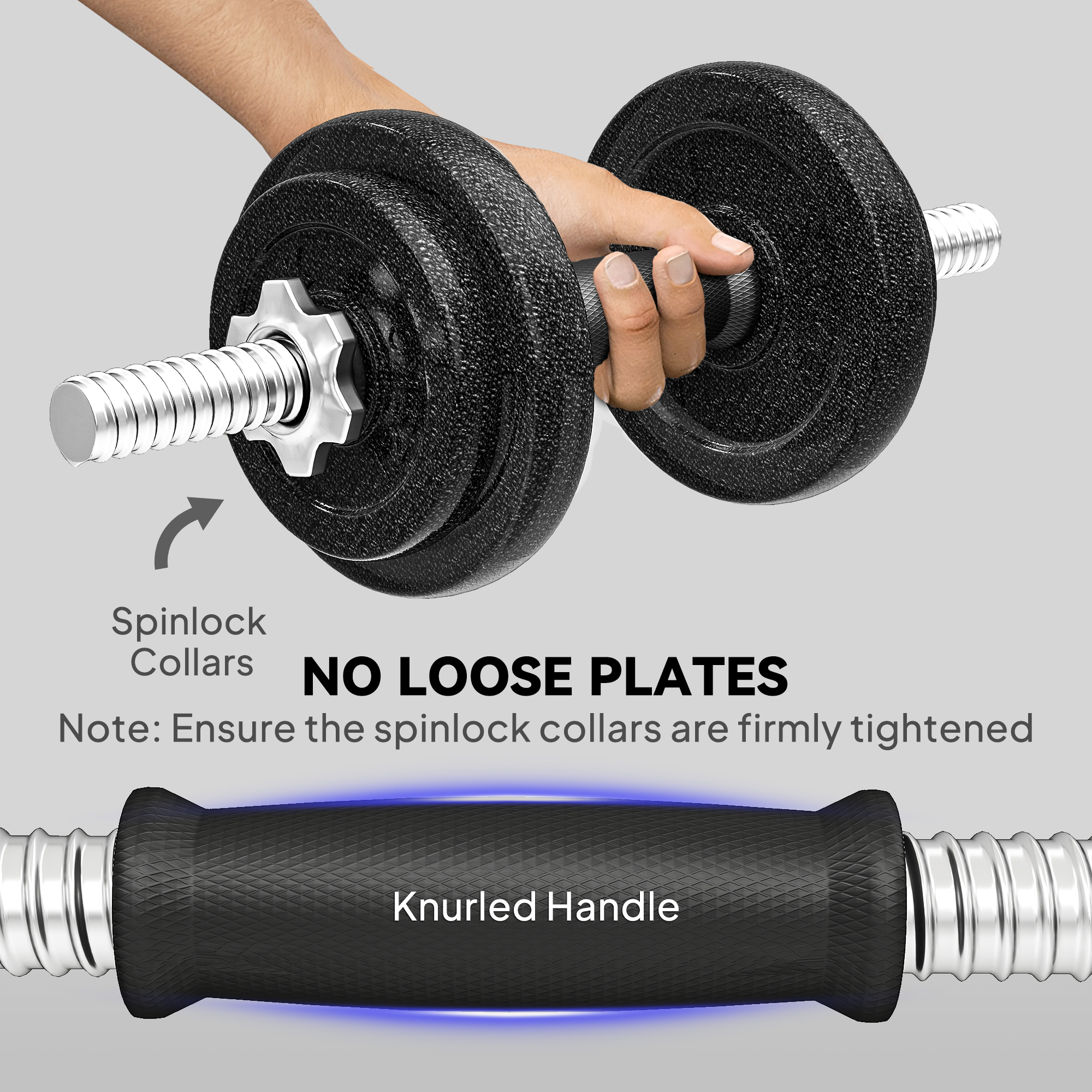 SPORTNOW 2-in-1 Adjustable Dumbbells Set, 20kg Weights Dumbbells Set with Non-Slip Grip for Strength Training, Weight Lifting, Bodybuilding, Home Gym Workout Equipment for Men & Women 5