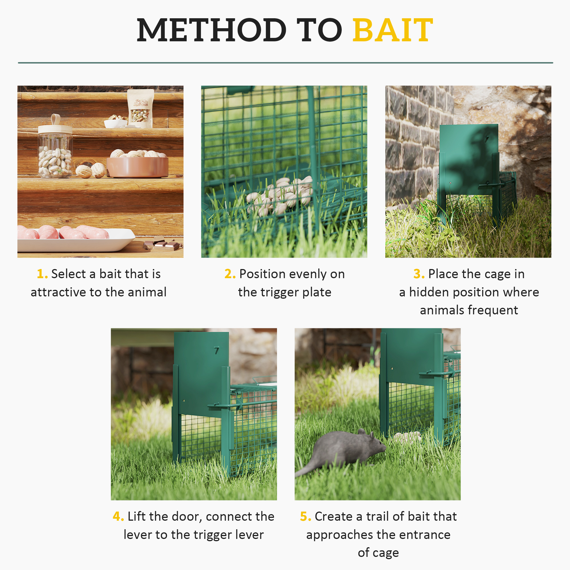 Outsunny Metal Rat Trap with Single Door, for Small Animals, Dark Green 5