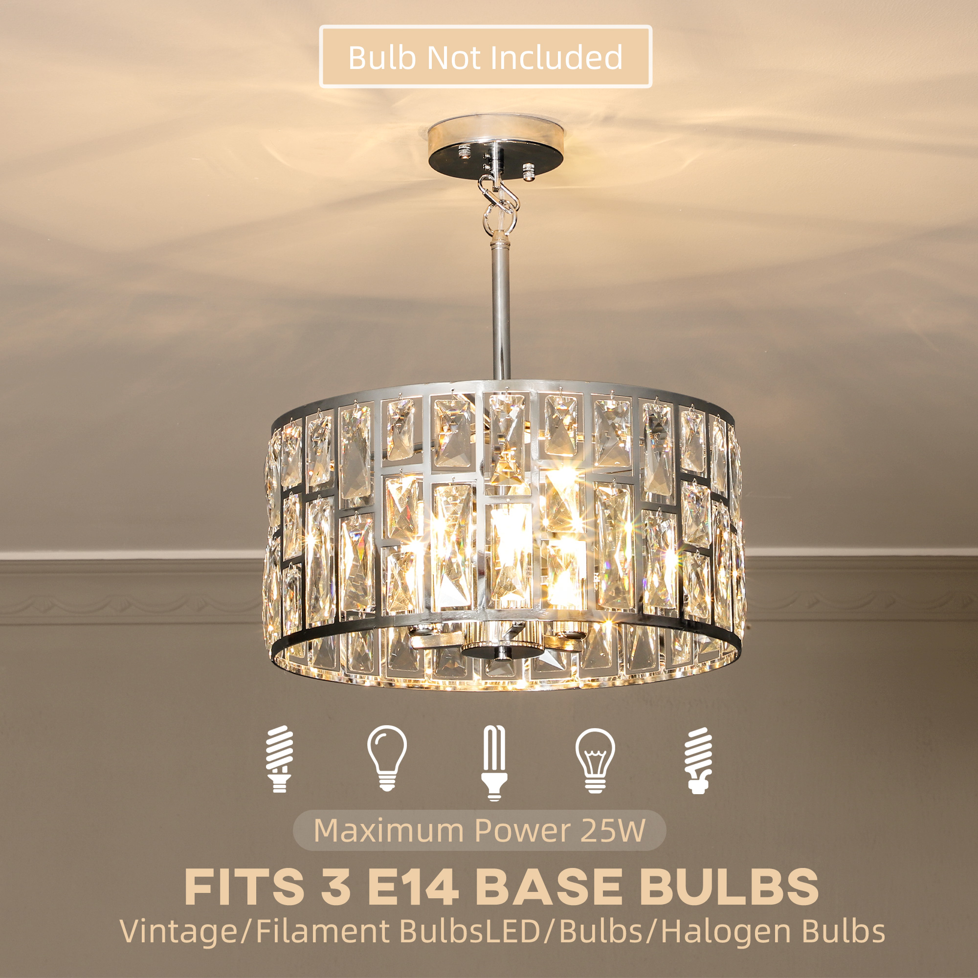 HOMCOM 72 Glass Crystallite Chandelier Silver-Tone 5