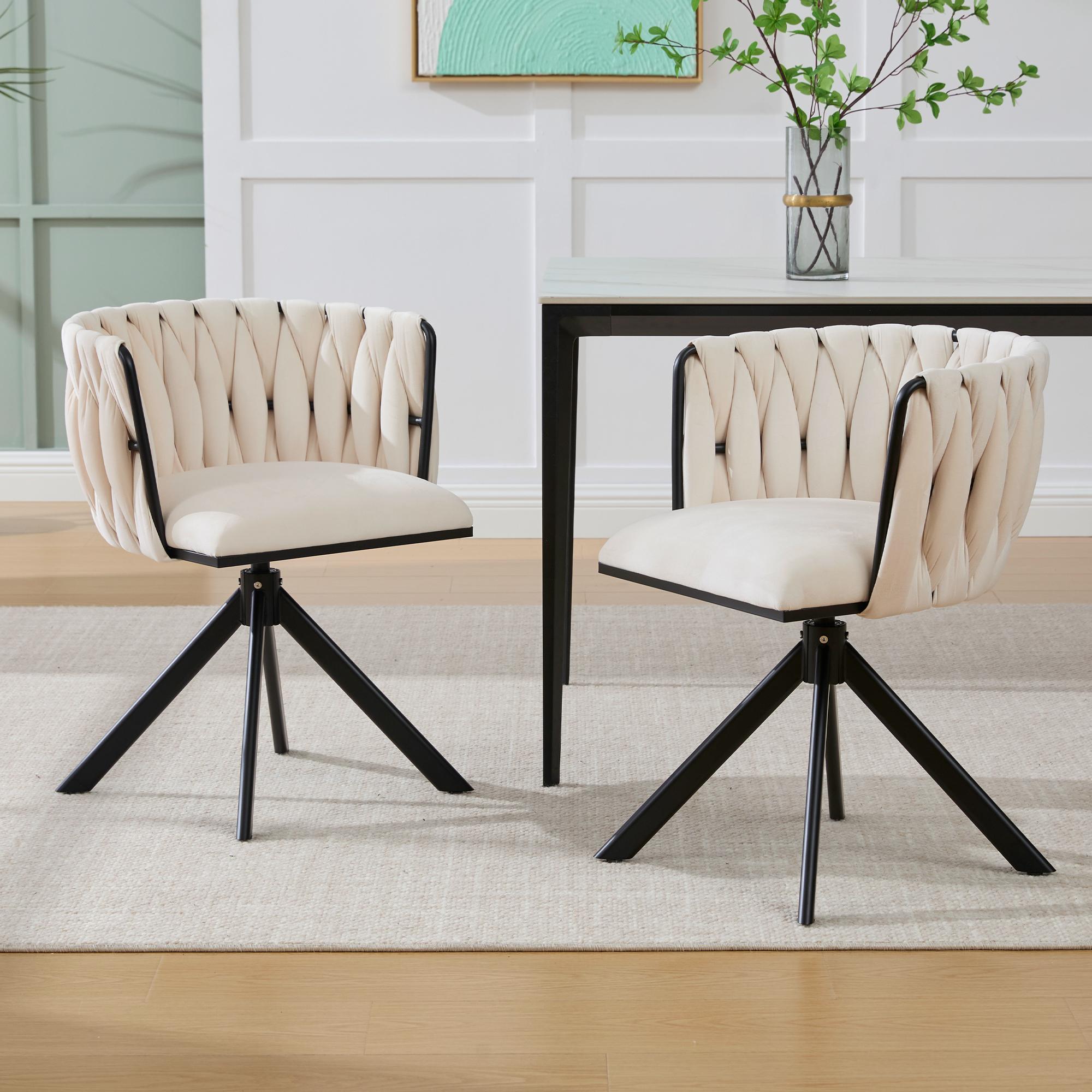 Set aus 2 Velours-Drehstuhl, 180°-Schwenkfunktion, Ergonomische Rückenunter günstig online kaufen