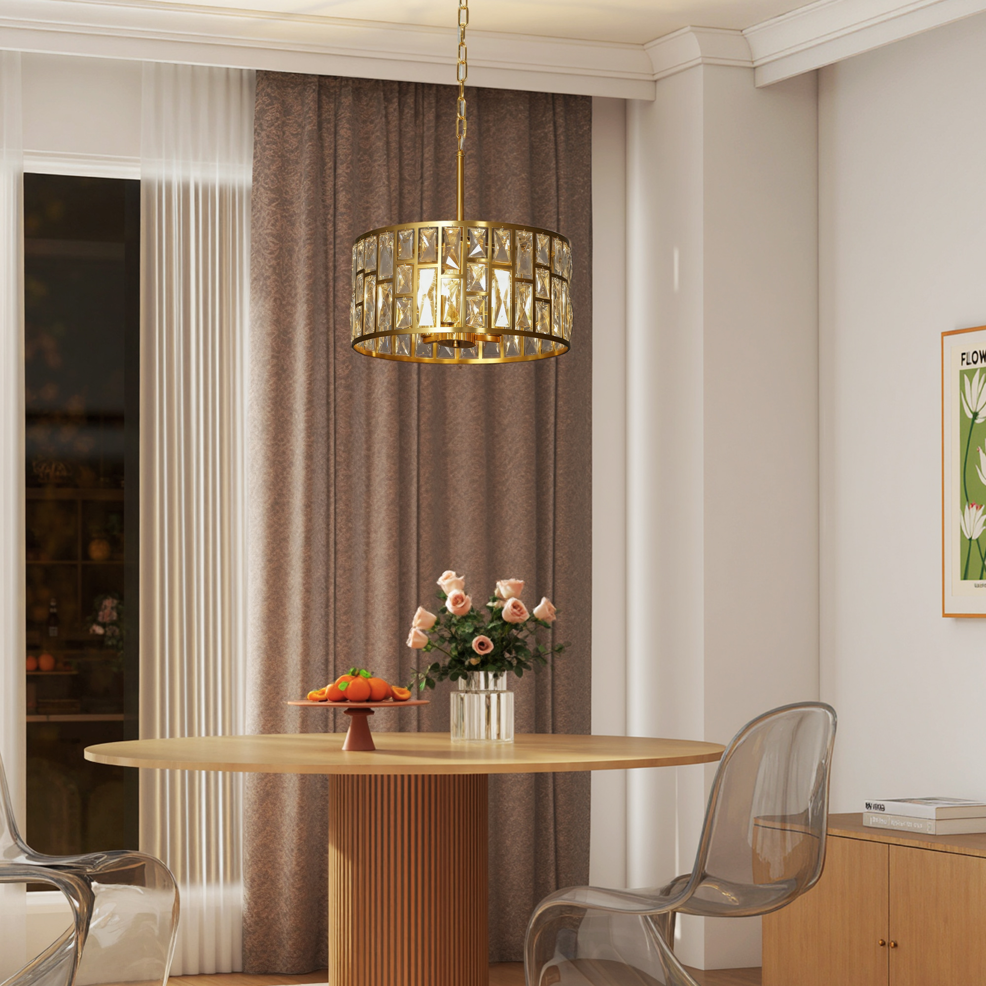 HOMCOM 72 Glass Crystallite Chandelier Gold-Tone 7
