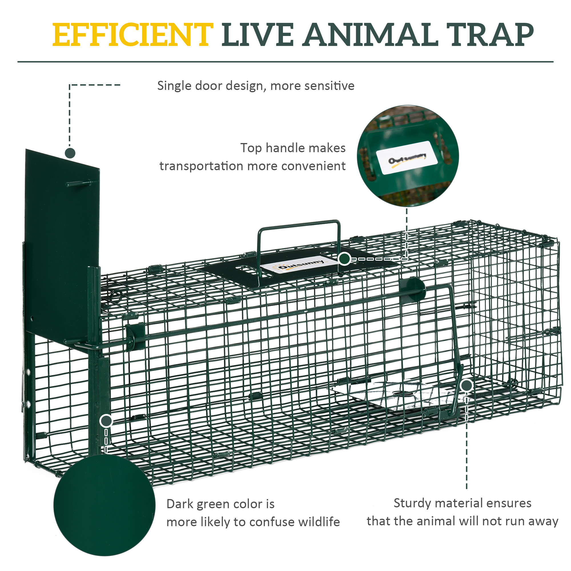 Outsunny Metal Rat Trap with Single Door, for Small Animals, Dark Green 6