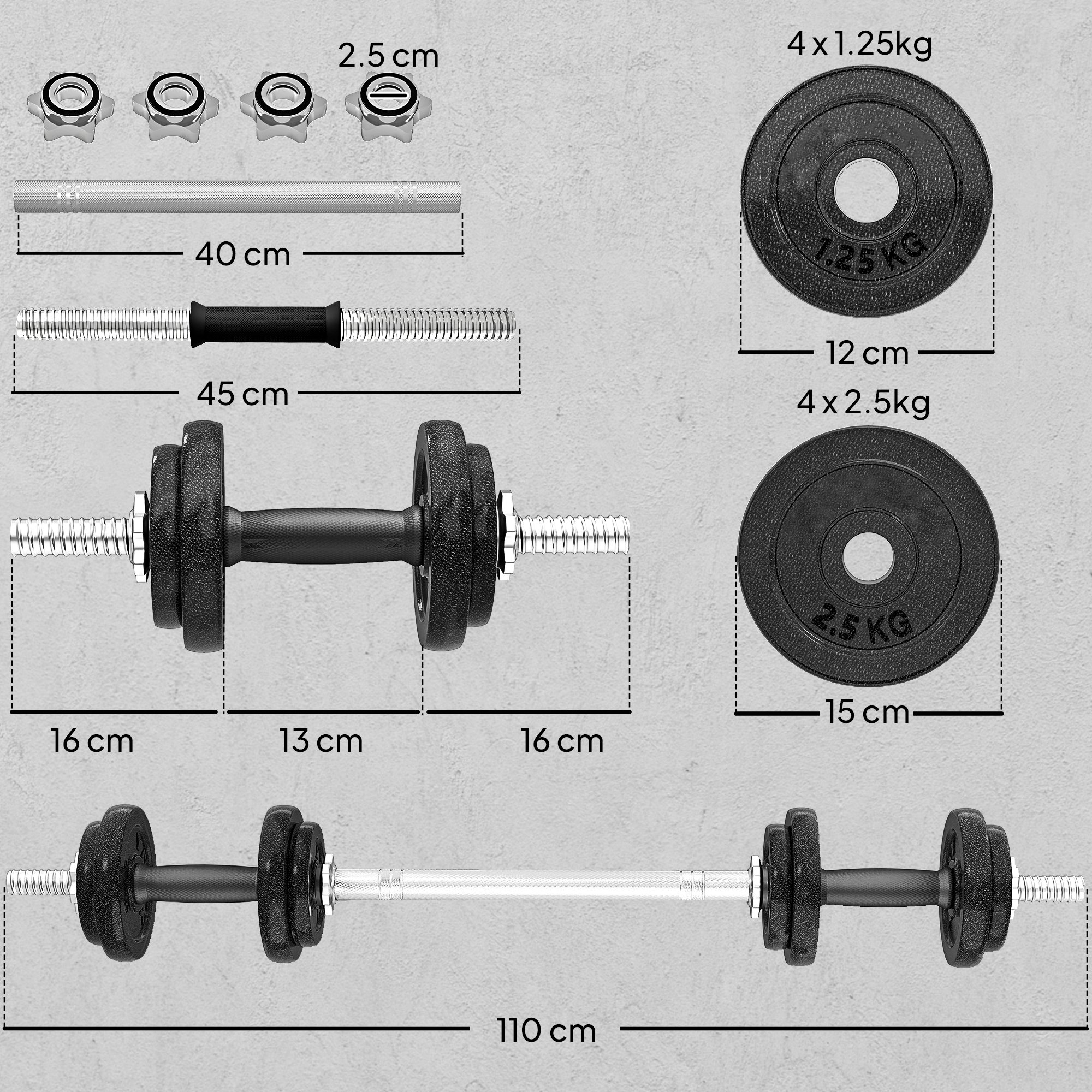 SPORTNOW 2-in-1 Adjustable Dumbbells Set, 20kg Weights Dumbbells Set with Non-Slip Grip for Strength Training, Weight Lifting, Bodybuilding, Home Gym Workout Equipment for Men & Women 3