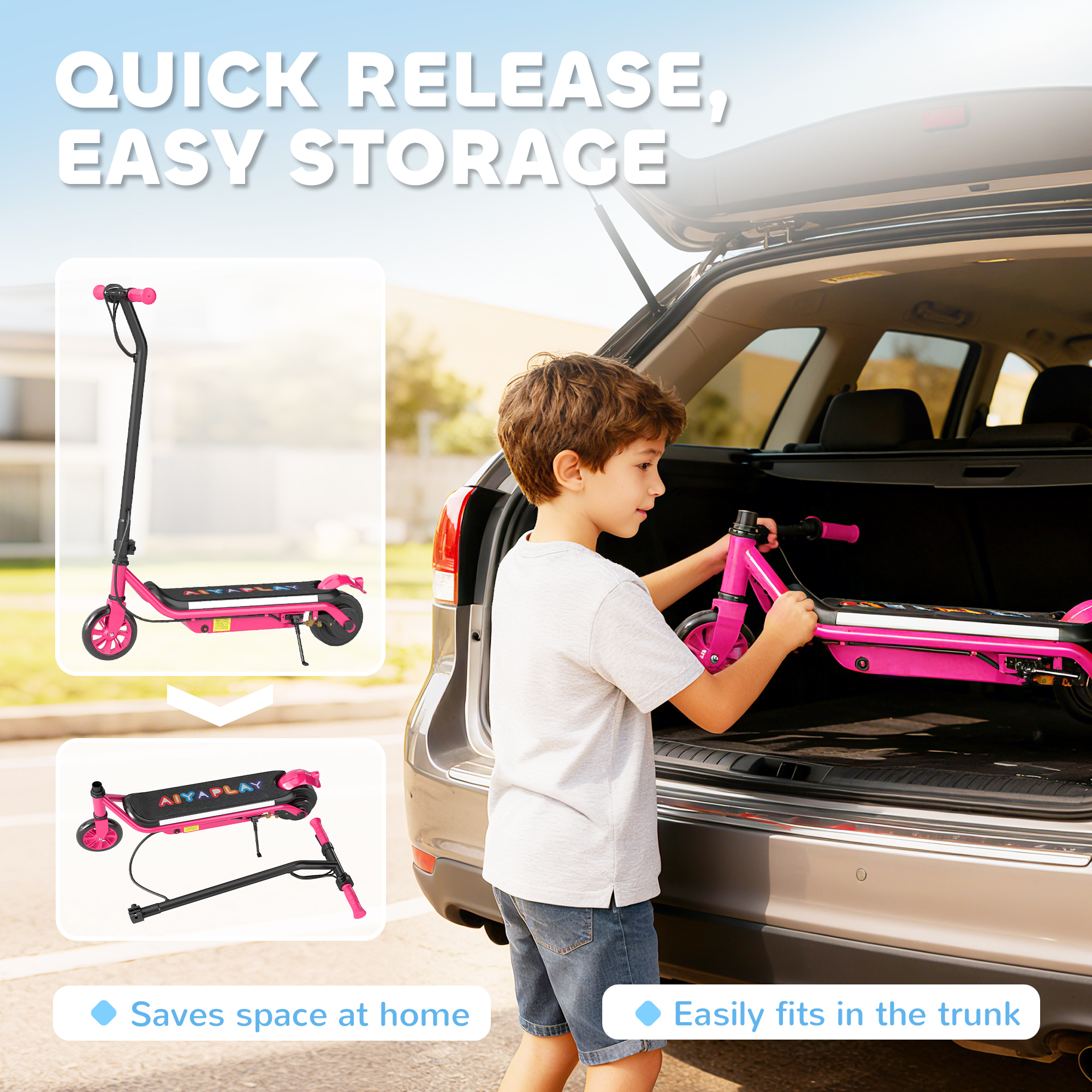 AIYAPLAY Electric Scooter for Kids Aged 6-14 Years, with Colourful Lights, Pink 6