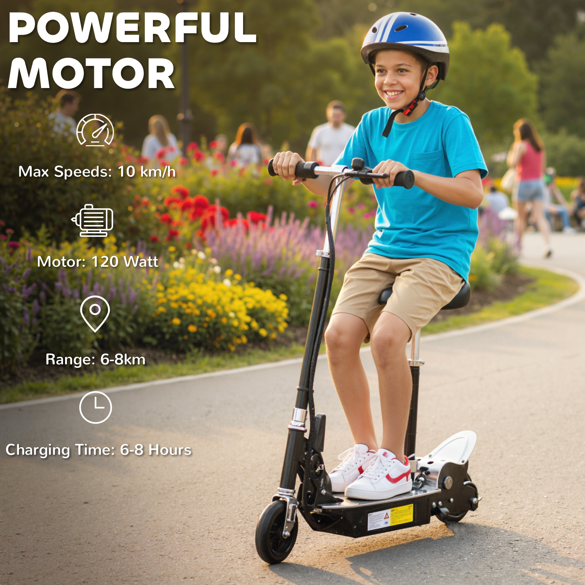 HOMCOM Foldable Powered Scooter with Adjustable Seat, Brake, Black 4
