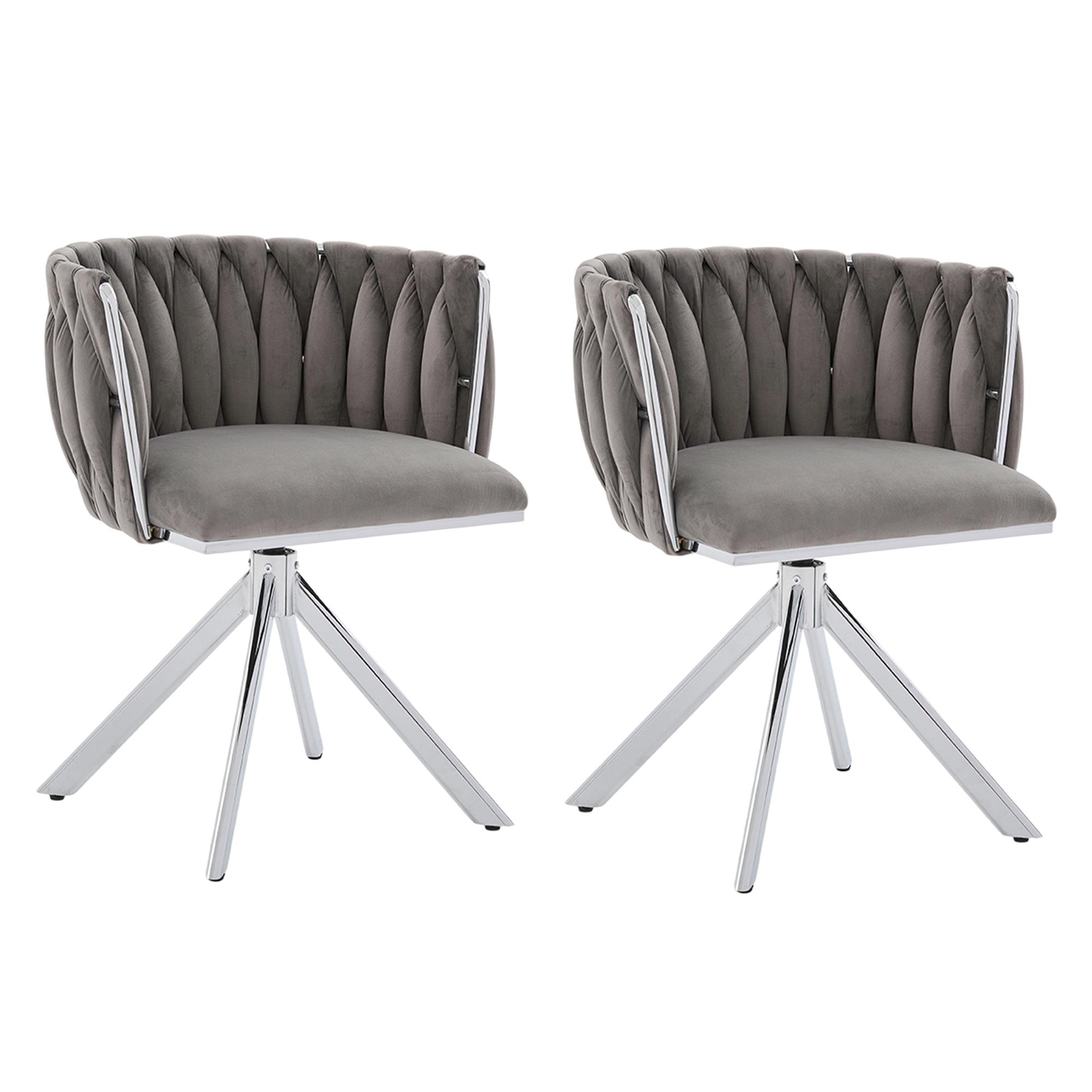 Set aus 2 Velours-Drehstuhl, 180°-Schwenkfunktion, Ergonomische Rückenunter günstig online kaufen