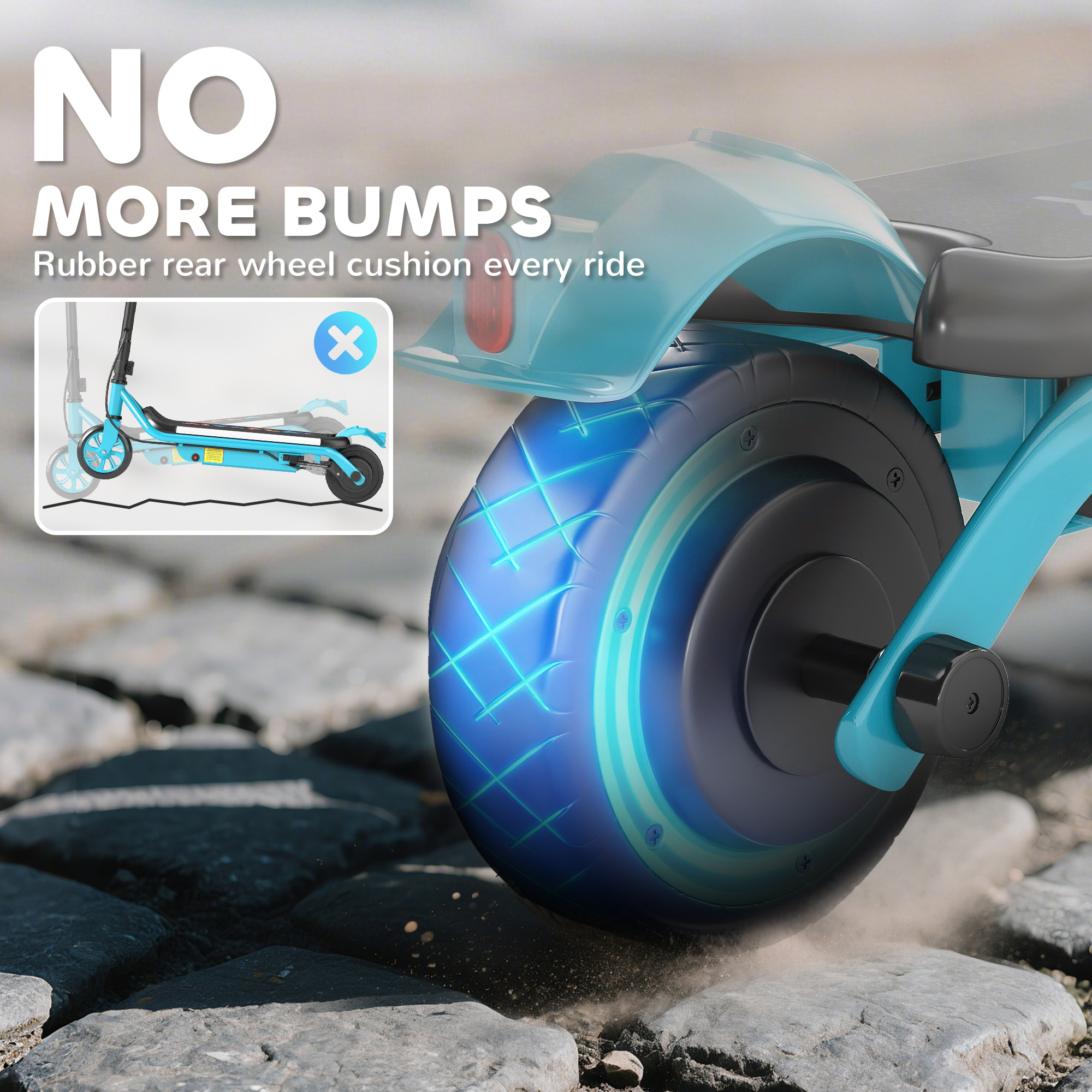 AIYAPLAY Electric Scooter for Kids Aged 6-14 Years, with Colourful Lights, Blue 7