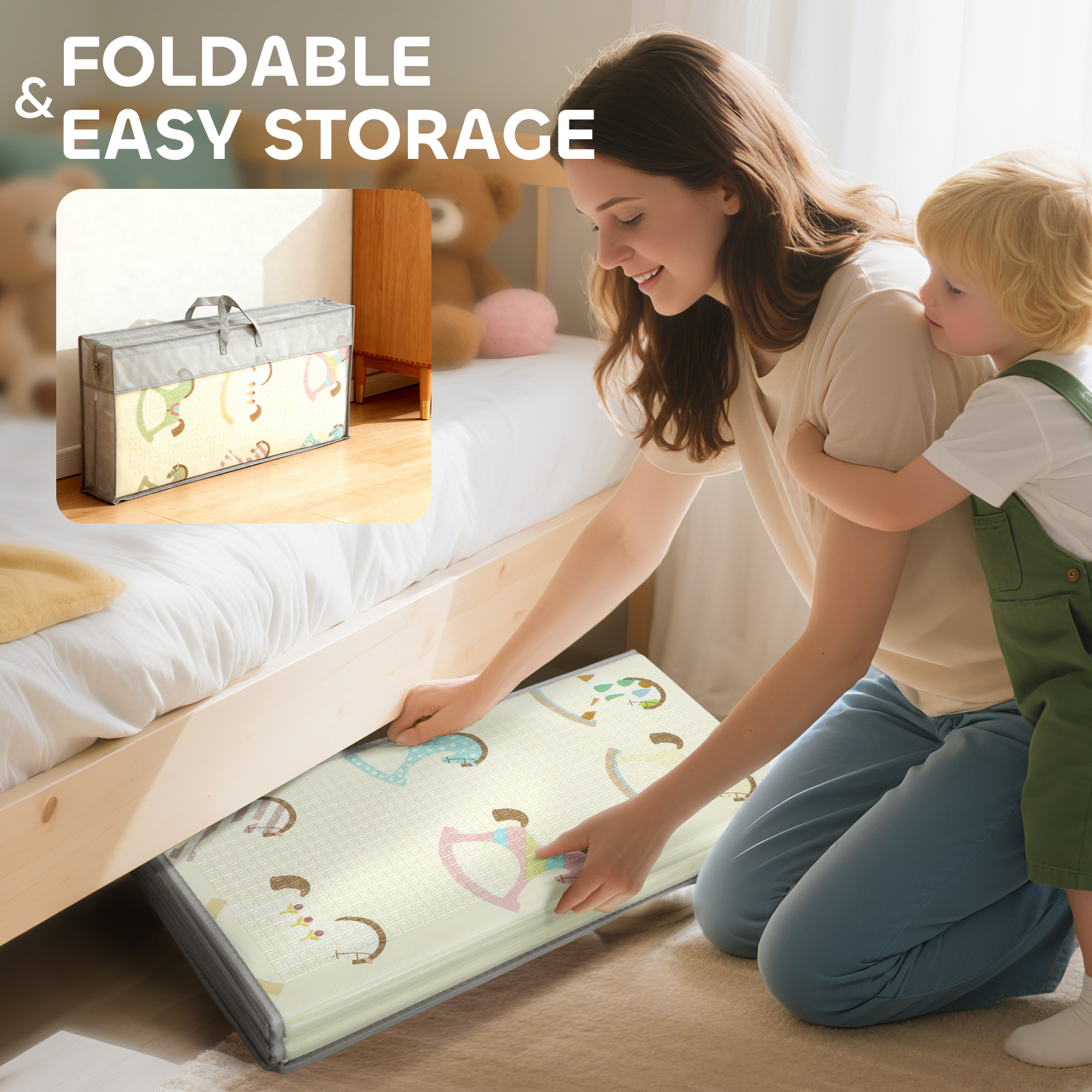 AIYAPLAY Foldable Double-Sided Baby Play Mat, for Toddlers, Bedrooms, Nurseries, Playrooms 7