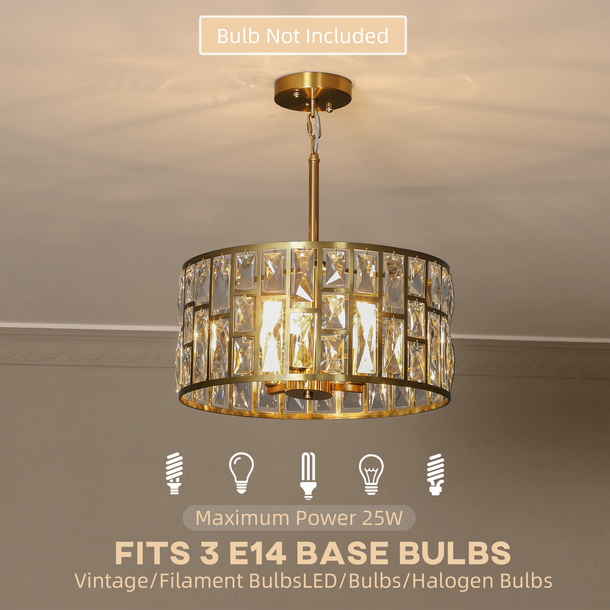 HOMCOM 72 Glass Crystallite Chandelier Gold-Tone 5