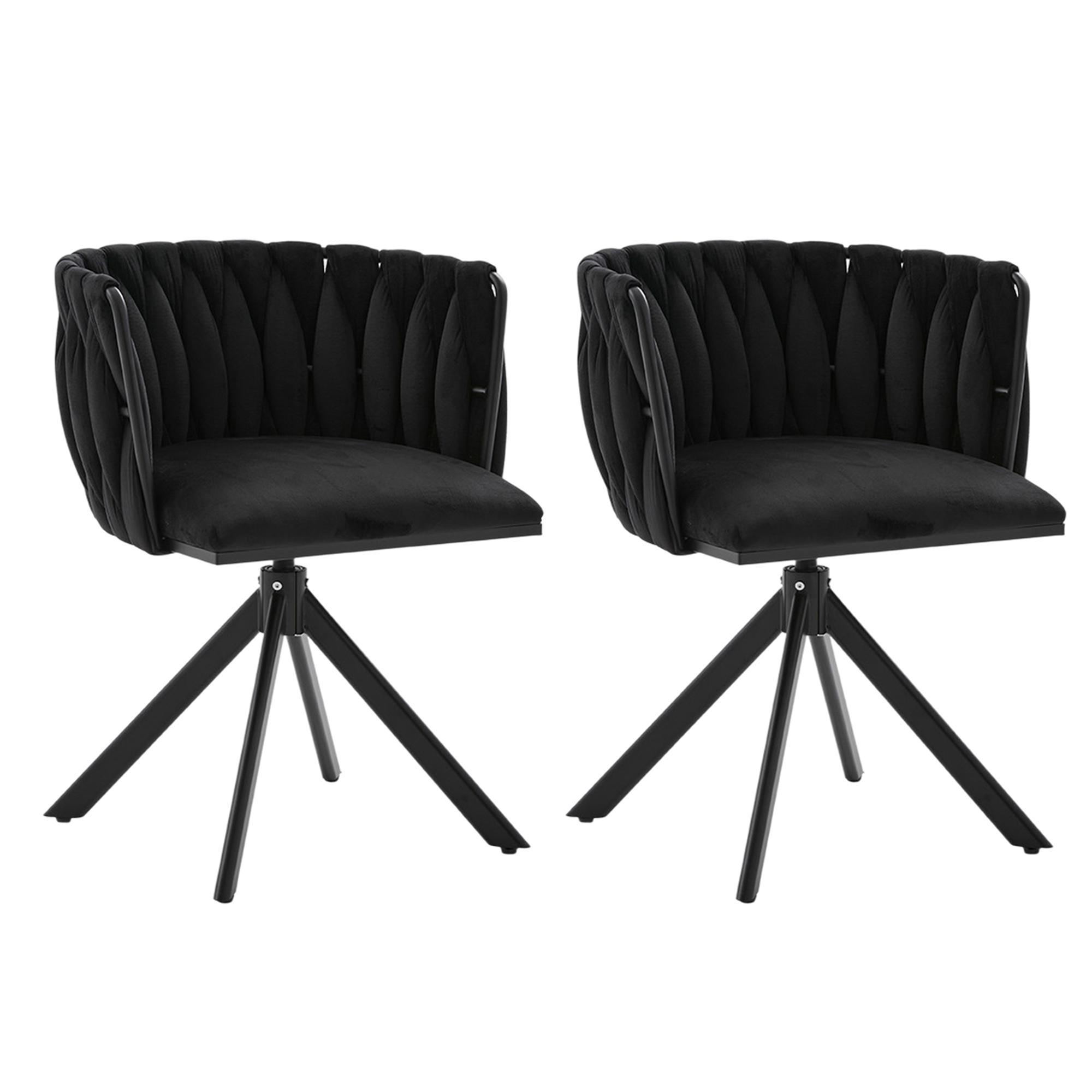 Set aus 2 Velours-Drehstuhl, 180°-Schwenkfunktion, Ergonomische Rückenunter günstig online kaufen
