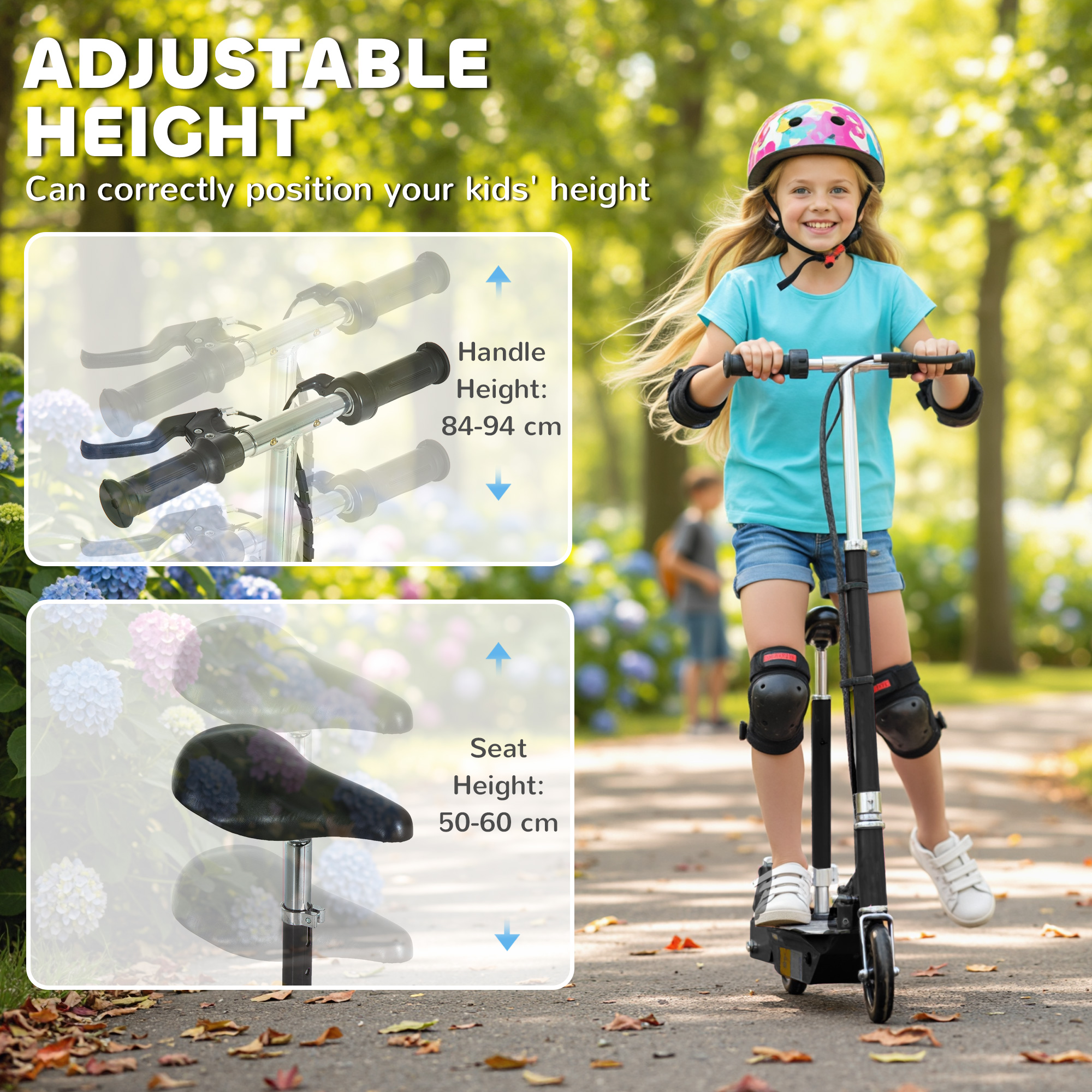HOMCOM Foldable Powered Scooter with Adjustable Seat, Brake, Black 8