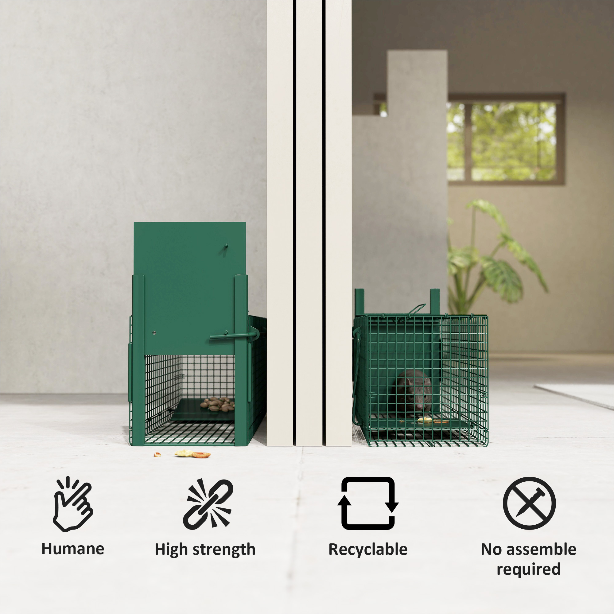 Outsunny Metal Rat Trap with Single Door, for Small Animals, Dark Green 4