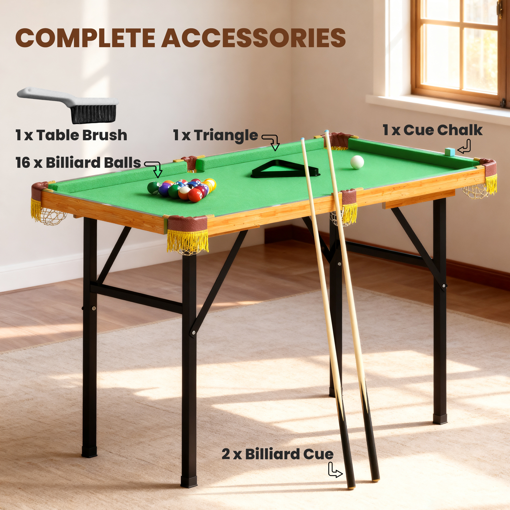 SPORTNOW 4FT Mini Folding Pool Billiards Table 5