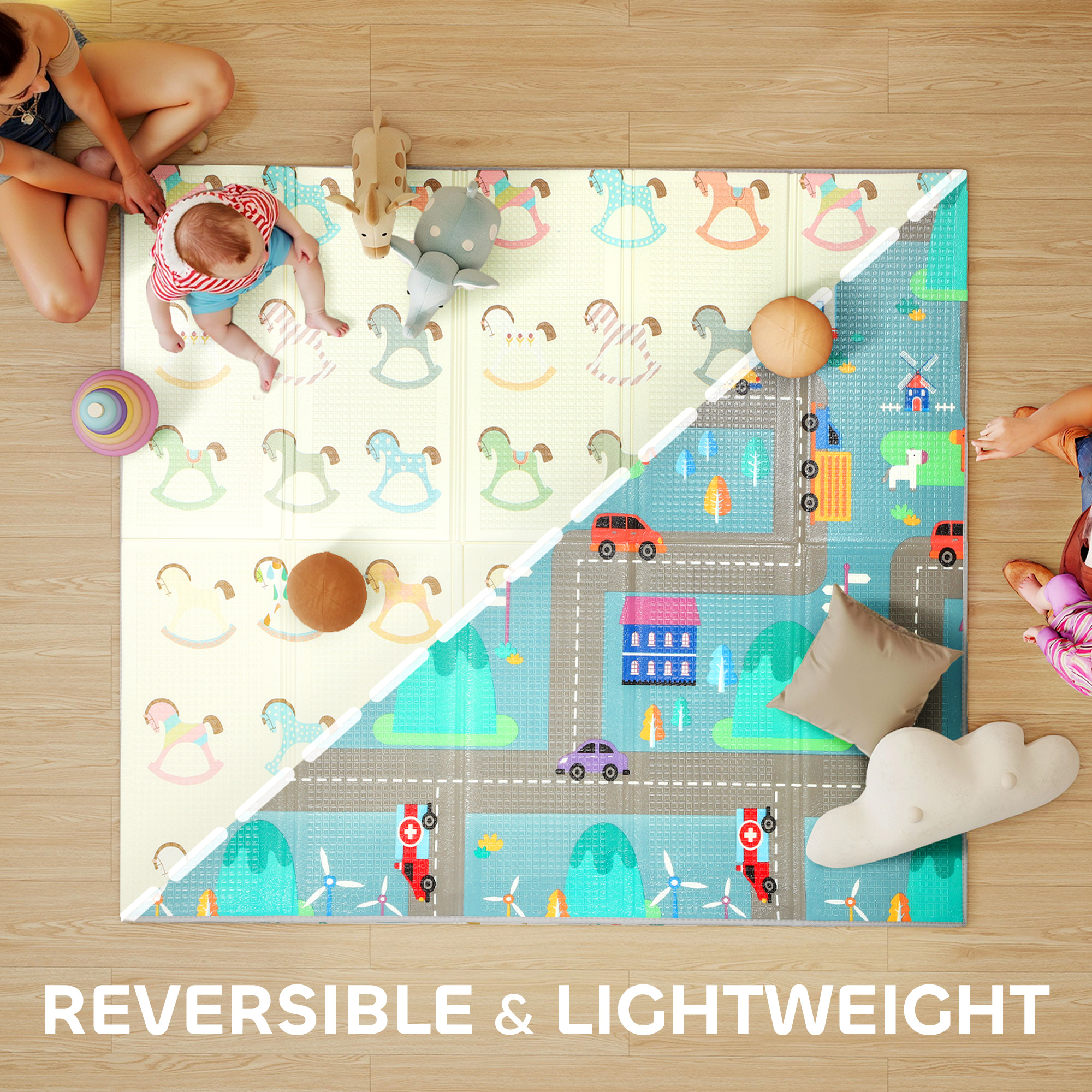 AIYAPLAY Foldable Double-Sided Baby Play Mat, for Toddlers, Bedrooms, Nurseries, Playrooms 4