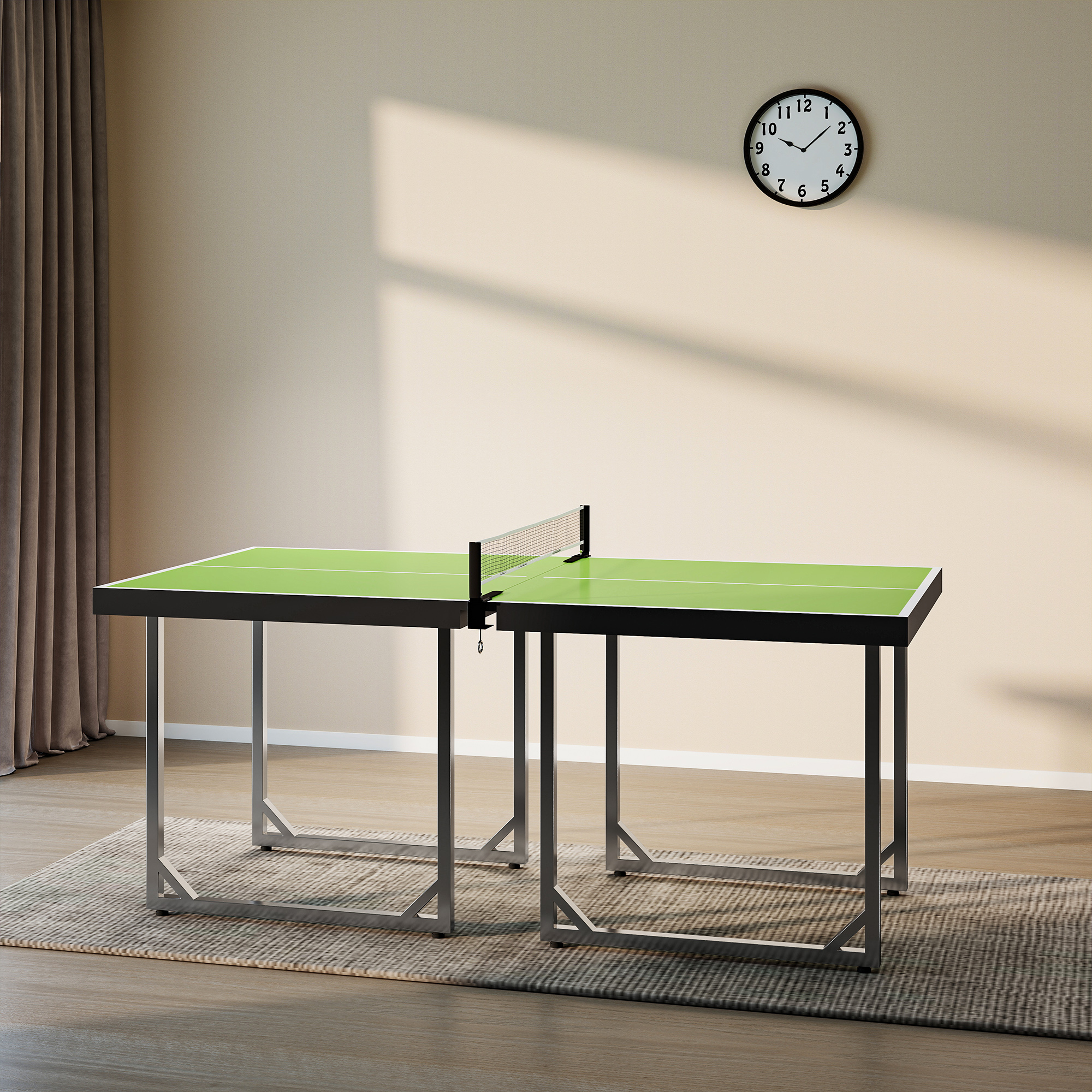 HOMCOM 6ft Table Tennis Table, Ping Pong Table with Net, Foldable and Portable Ping Pong Set for Indoor Outdoor Use, Easy Assemble, Midsize, Green 8