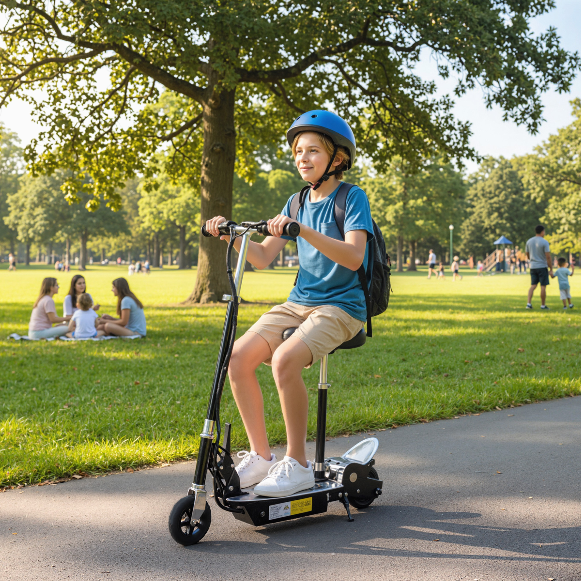 HOMCOM Foldable Powered Scooter with Adjustable Seat, Brake, Black 2