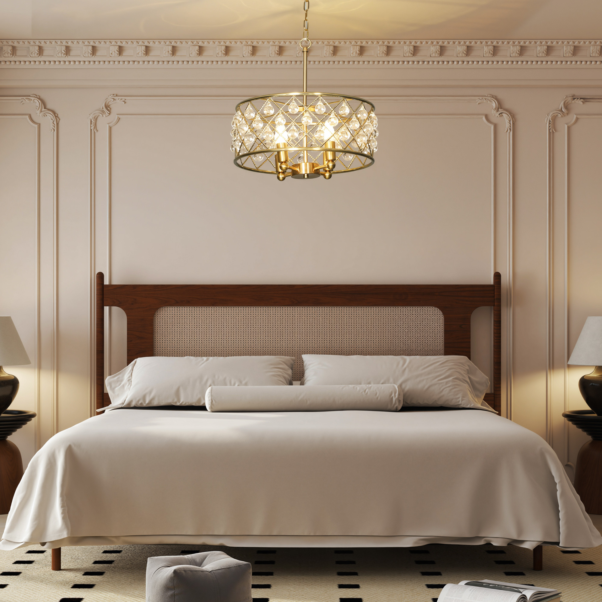HOMCOM 51 Crystallite Four-Bulb Chandelier Gold-Tone 8