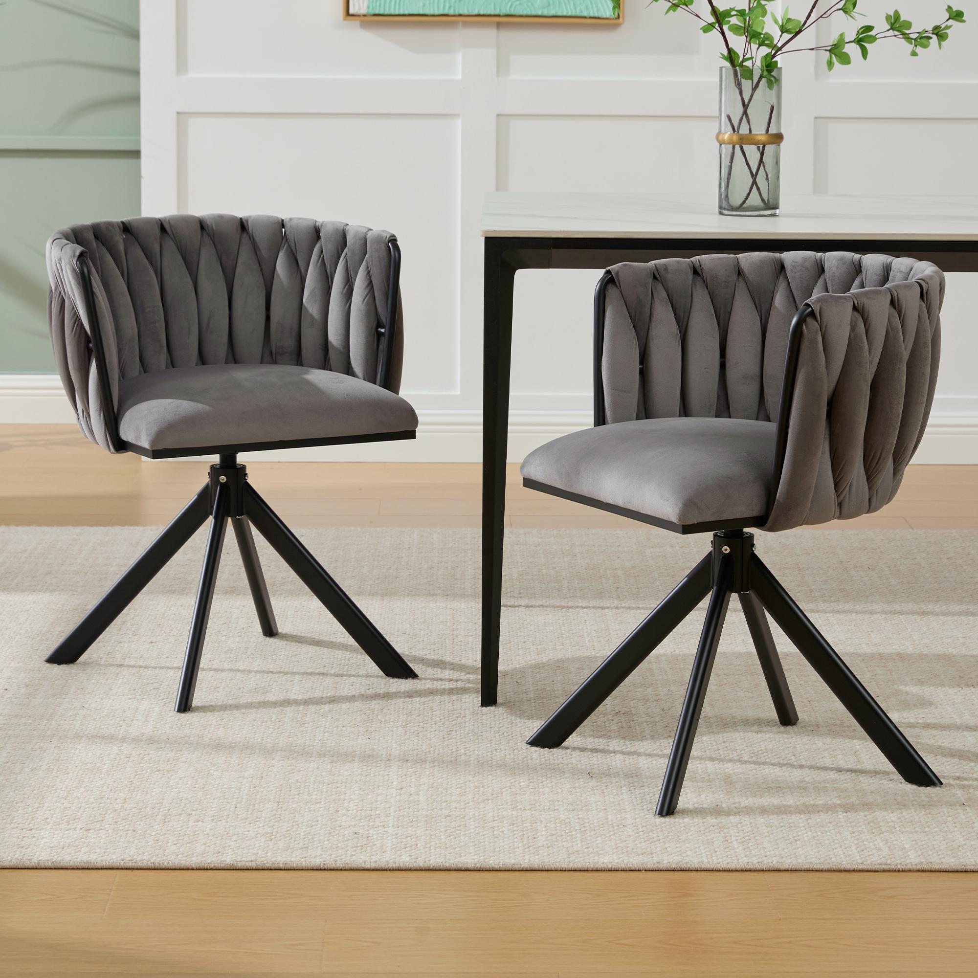 Set aus 2 Velours-Drehstuhl, 180°-Schwenkfunktion, Ergonomische Rückenunter günstig online kaufen