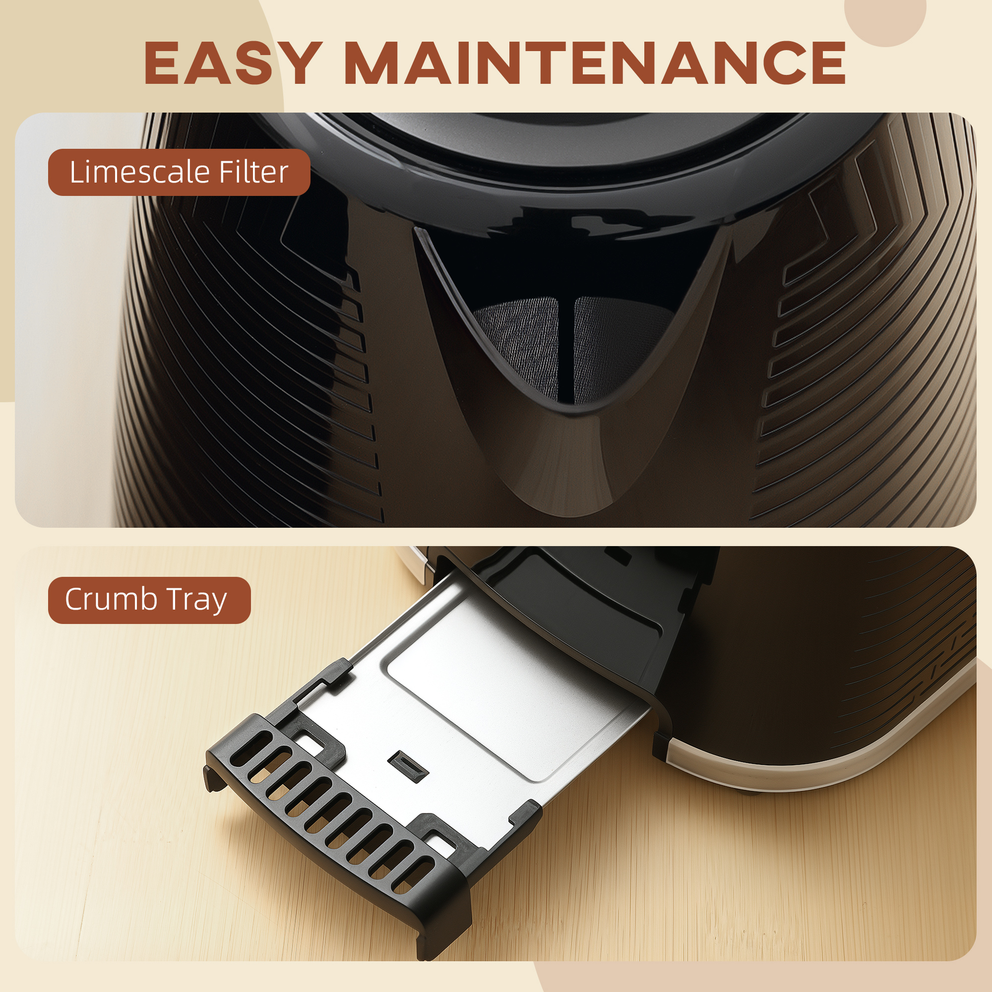 HOMCOM Modern Kettle and Toaster Set Black 7