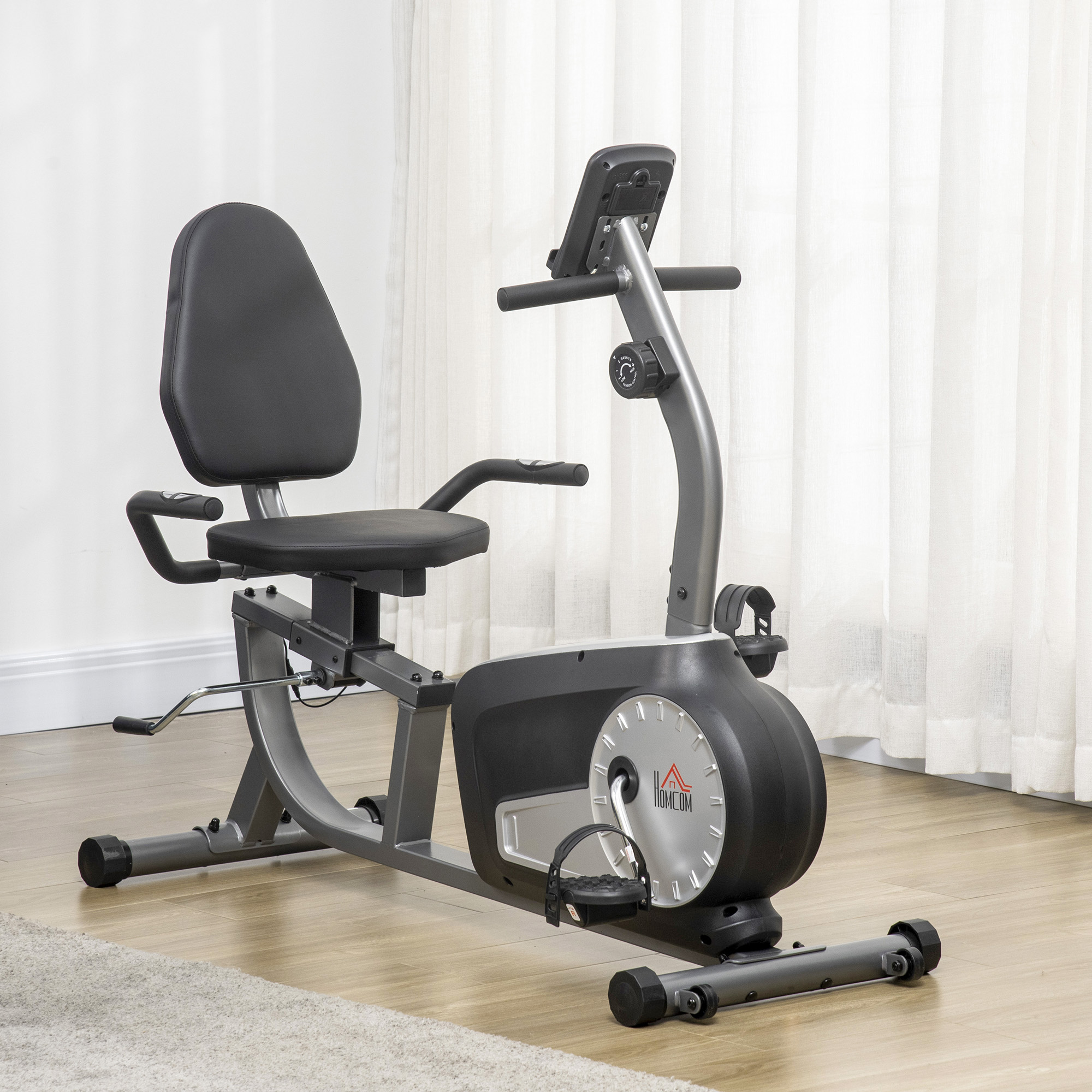 HOMCOM Exercise Bike with LCD Display, Stationary Bike with Quiet 8-Level Magnetic Resistance, Adjustable Seat and Backrest, Indoor Cycling Exercise Equipment for Home Gym Fitness Workout Training 9