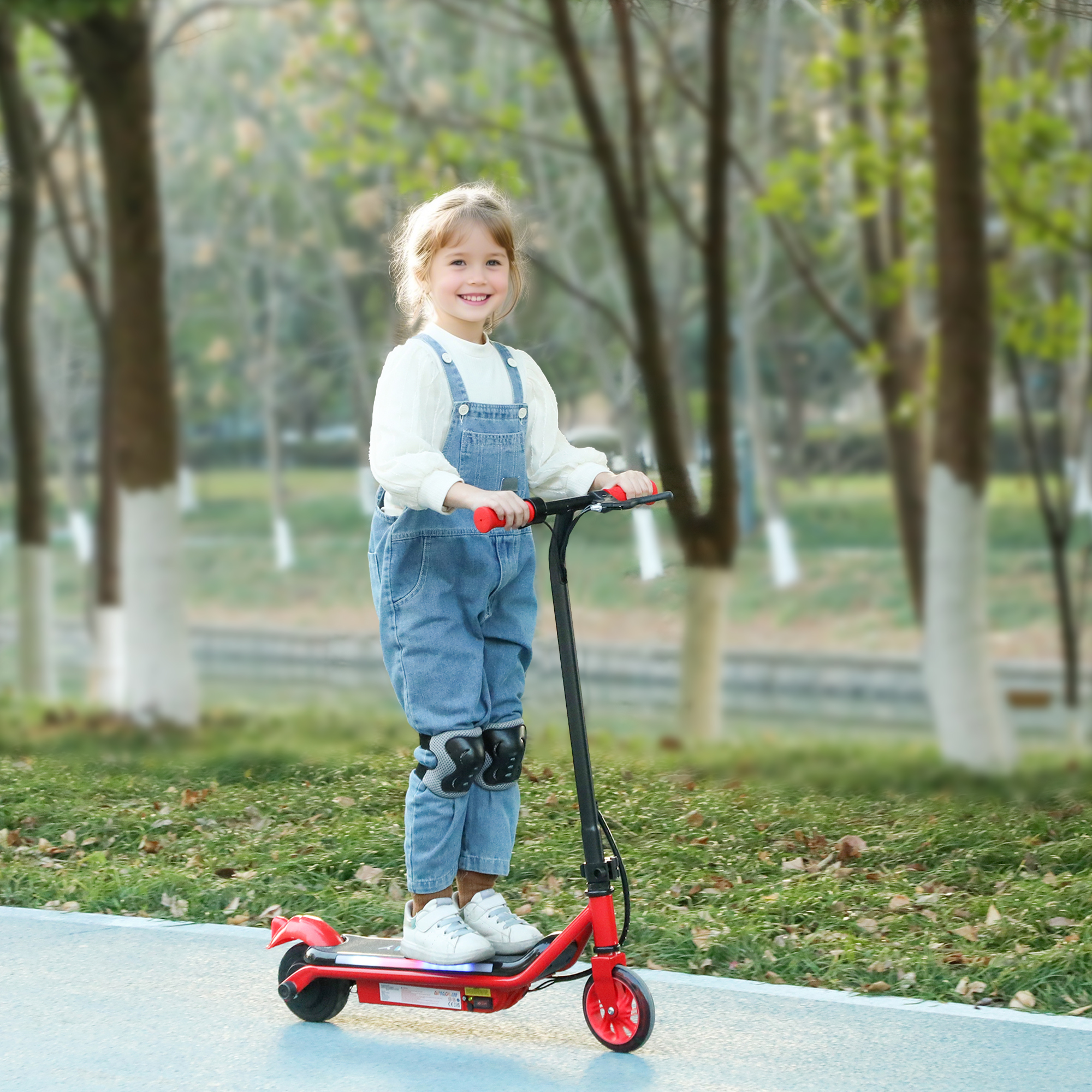 AIYAPLAY Electric Scooter for Kids Aged 6-14 Years, with Colourful Lights, Red 2
