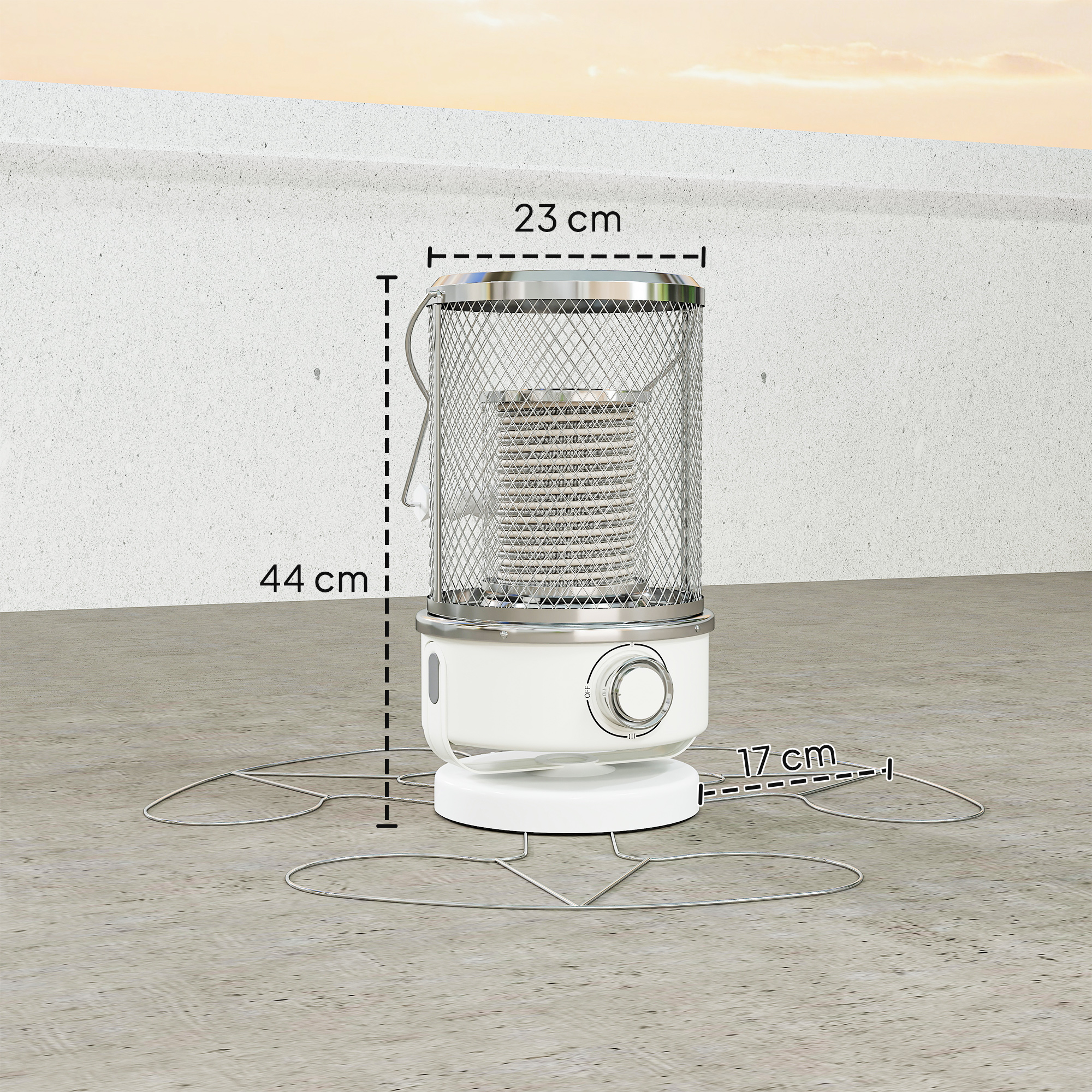 Outsunny 2000W Patio Electric Heater with 10-20㎡ Coverage, Separation Coil, Freestanding Outdoor Infrared Heater with Tip-Over Protection, Overheat Protection, Handle for Indoor and Outdoor Use, White 3