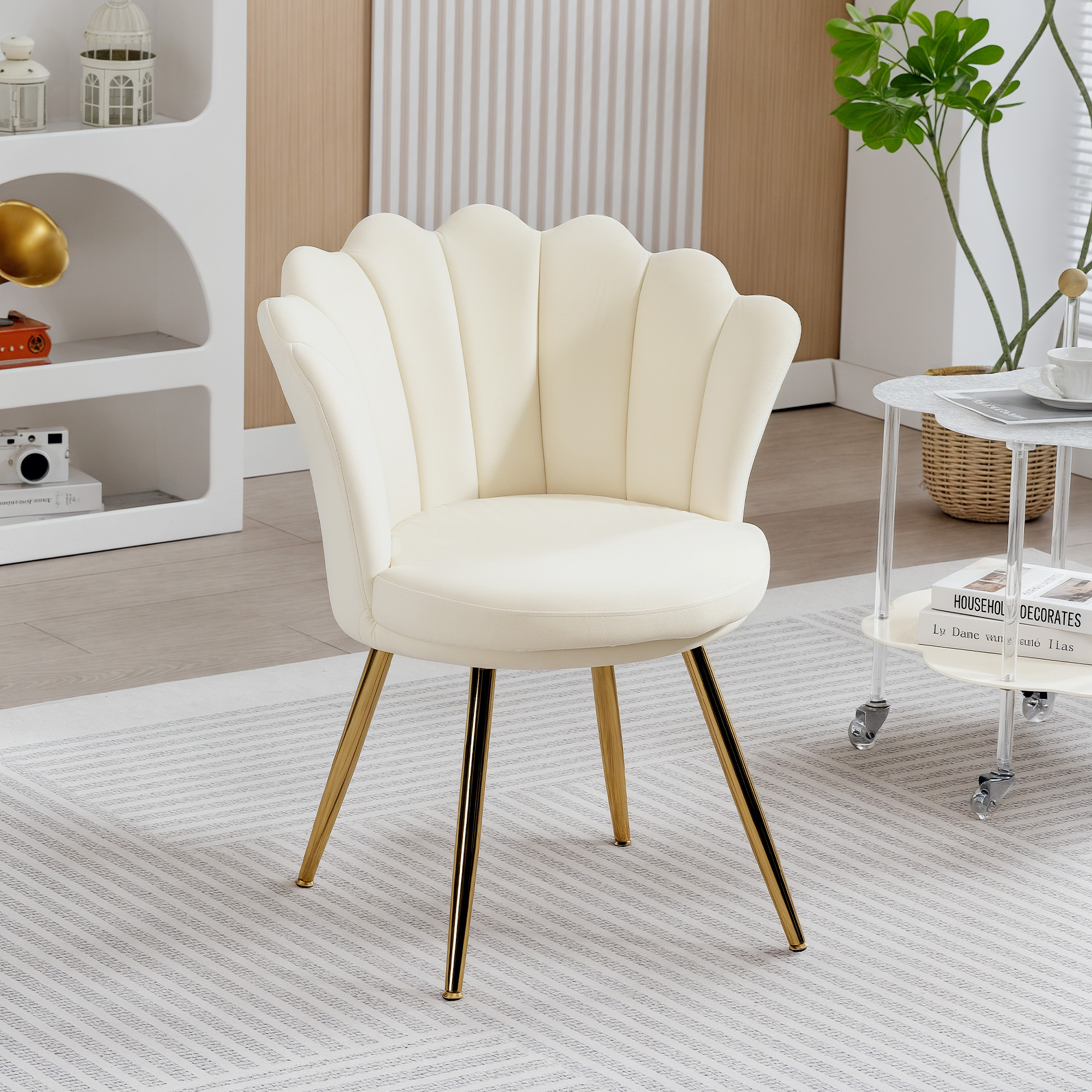 HOMCOM Muschelsessel Schminkstuhl Samt-Sessel Wohnzimmerstuhl mit goldfarbe günstig online kaufen